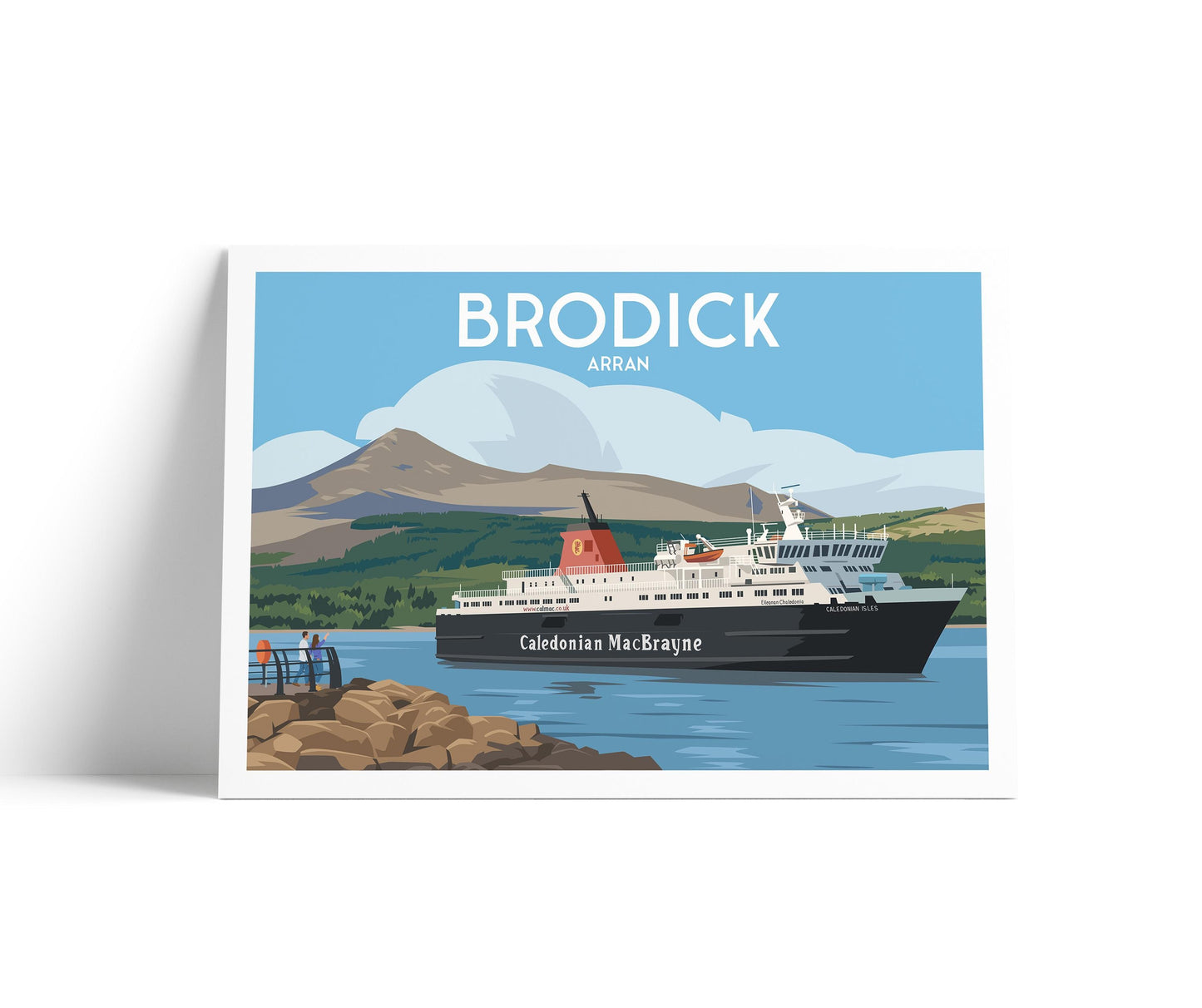 Brodick Arran Travel Poster | Isle of Arran Wall Art | CalMac Ferry Print | Scottish Island Poster