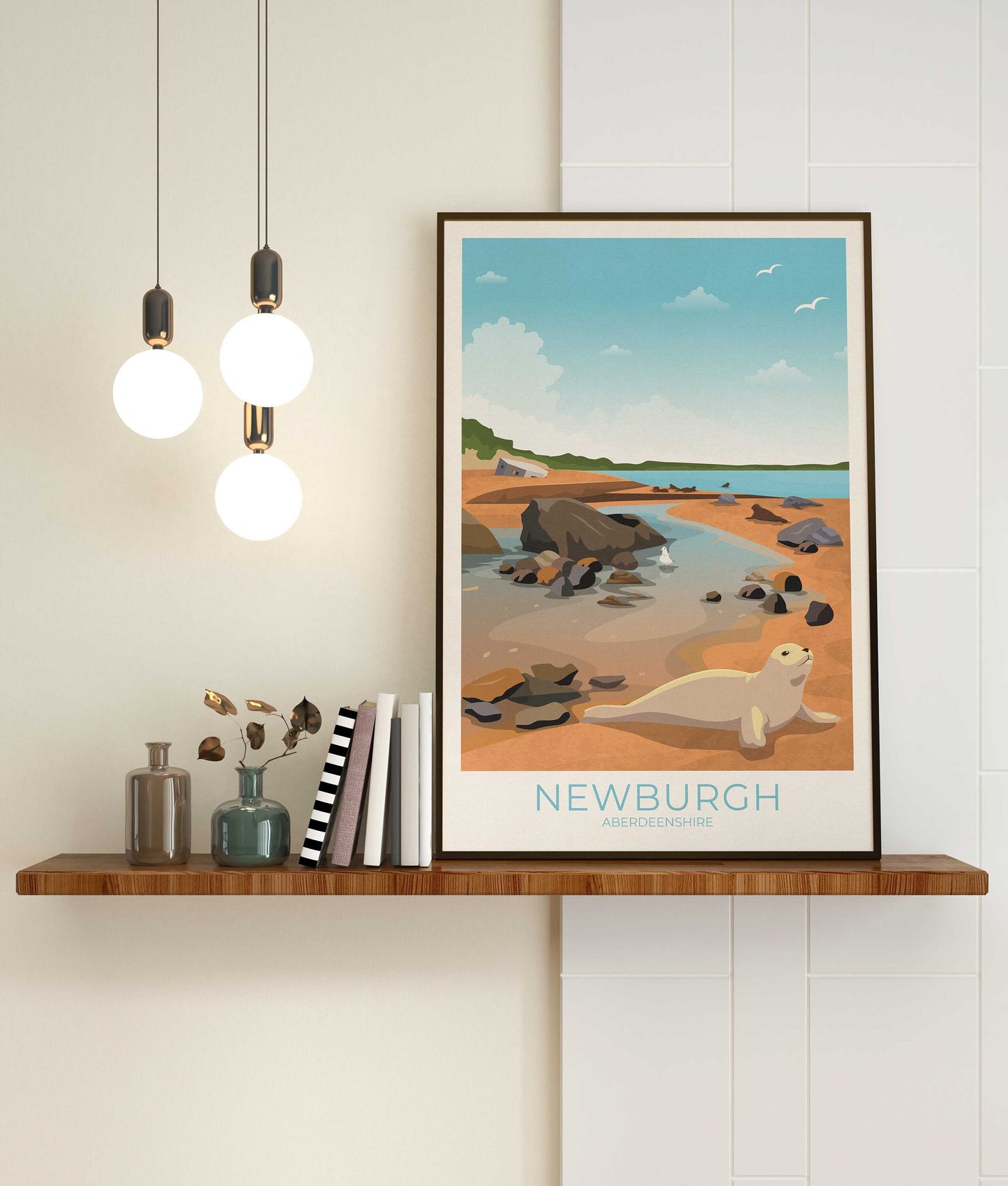 Newburgh Travel Poster, Newburgh Beach, Aberdeenshire, Scotland, Seal Beach