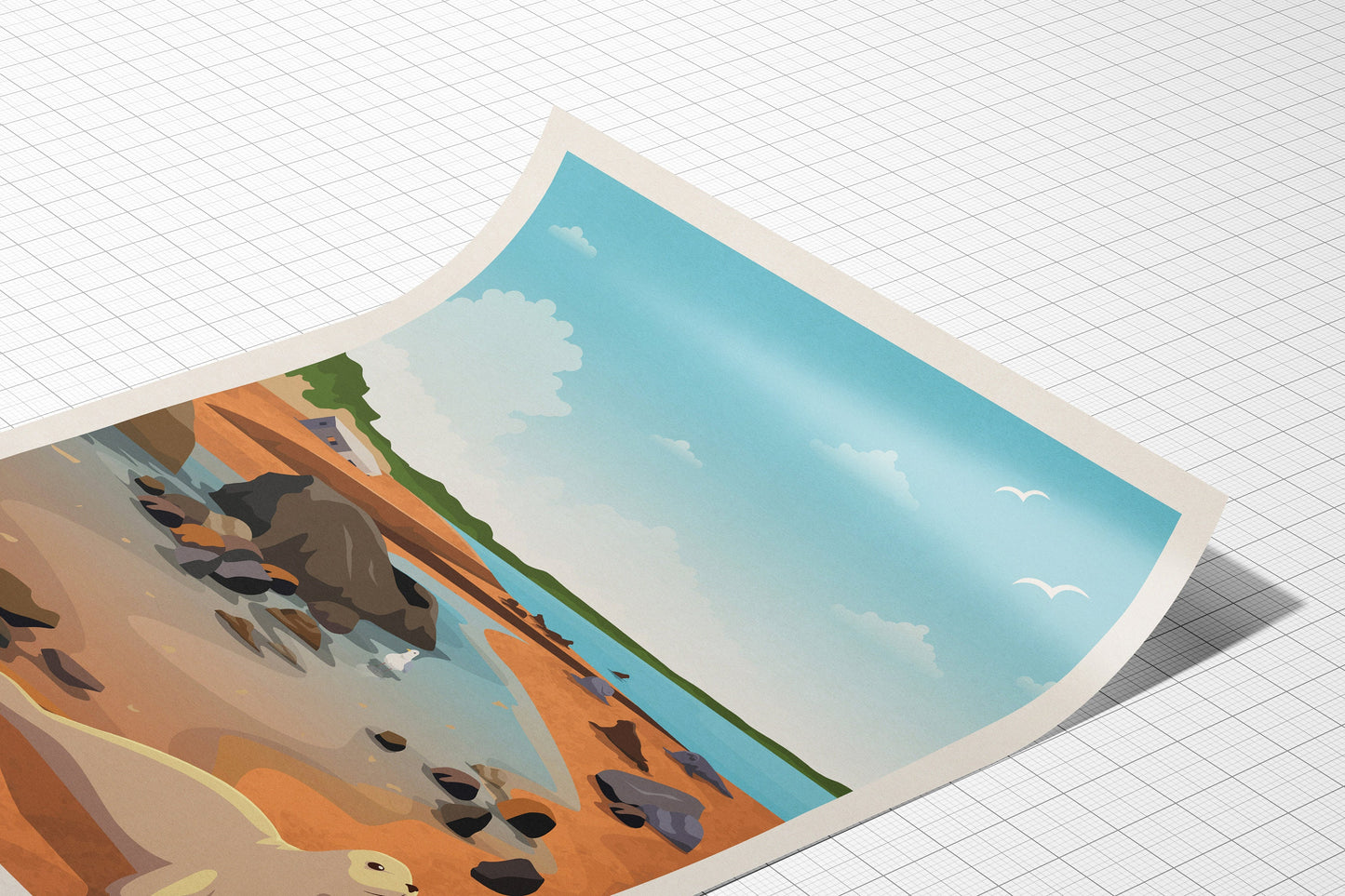 Newburgh Travel Poster, Newburgh Beach, Aberdeenshire, Scotland, Seal Beach