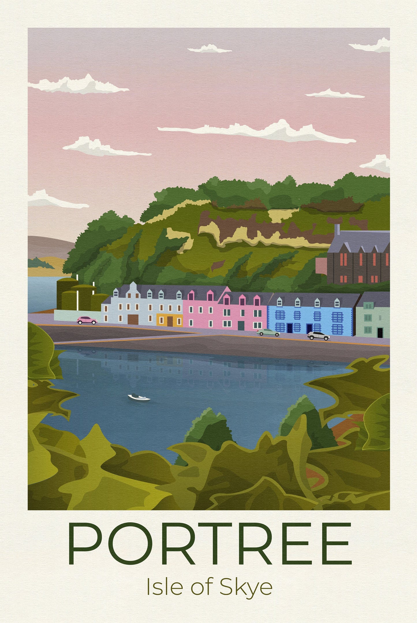Portree Travel Poster, Isle of Skye, Scotland Travel Poster, Scottish Art, Scottish Gifts