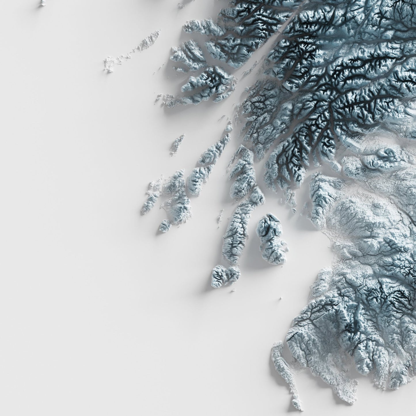 Scotland Art Relief Map - 2D Black and White Print - Scottish Geology - 2D Shaded Relief Map - Unique Scottish Art