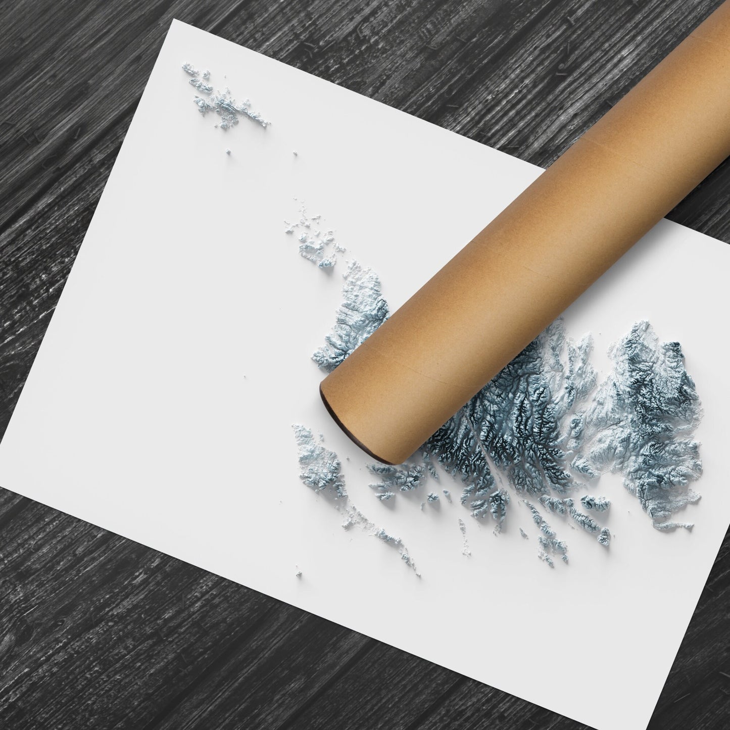Scotland Art Relief Map - 2D Black and White Print - Scottish Geology - 2D Shaded Relief Map - Unique Scottish Art