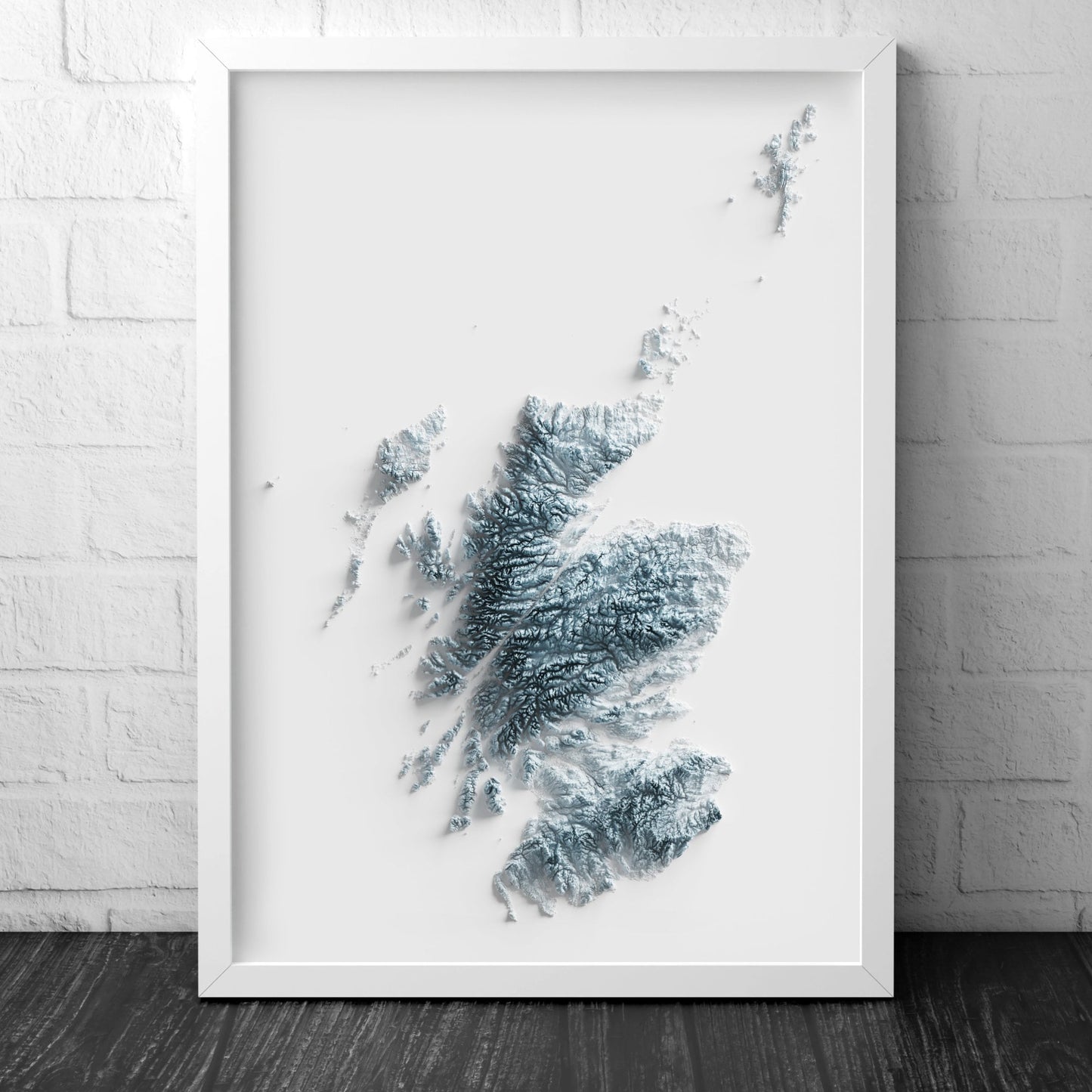 Scotland Art Relief Map - 2D Black and White Print - Scottish Geology - 2D Shaded Relief Map - Unique Scottish Art