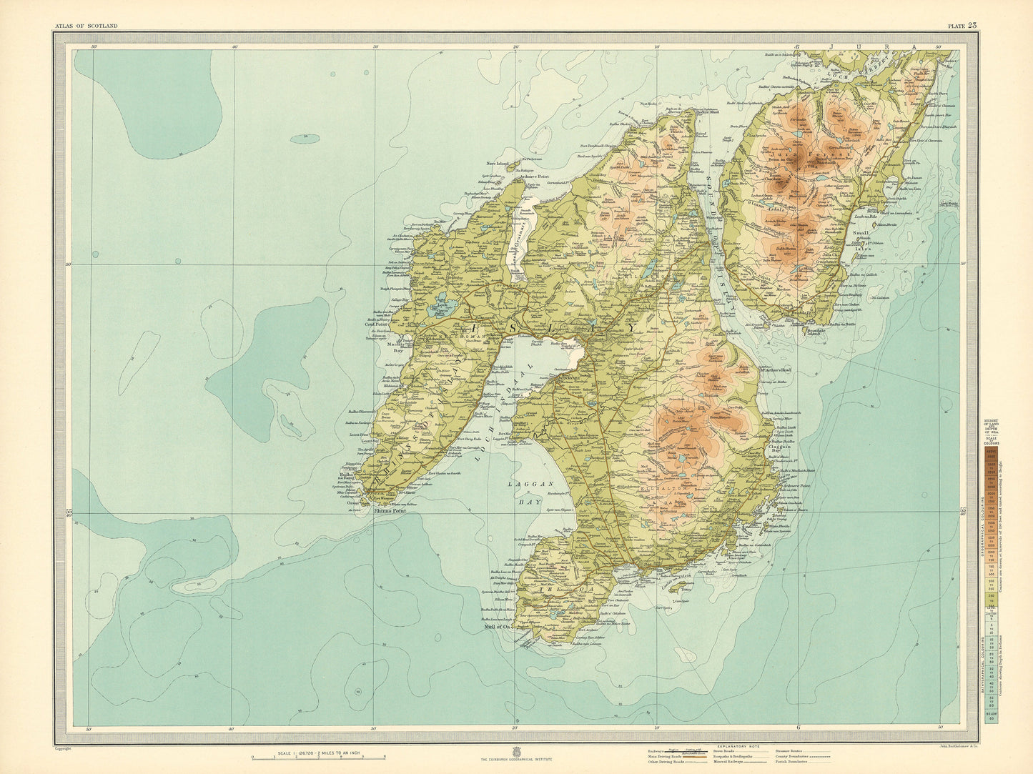 Isle of Islay Map | Old Antique Map | 1912 | Bartholomew| Old Map Wall Print| Poster Wall Art|Wall Art |Scottish Maps| Vintage Print