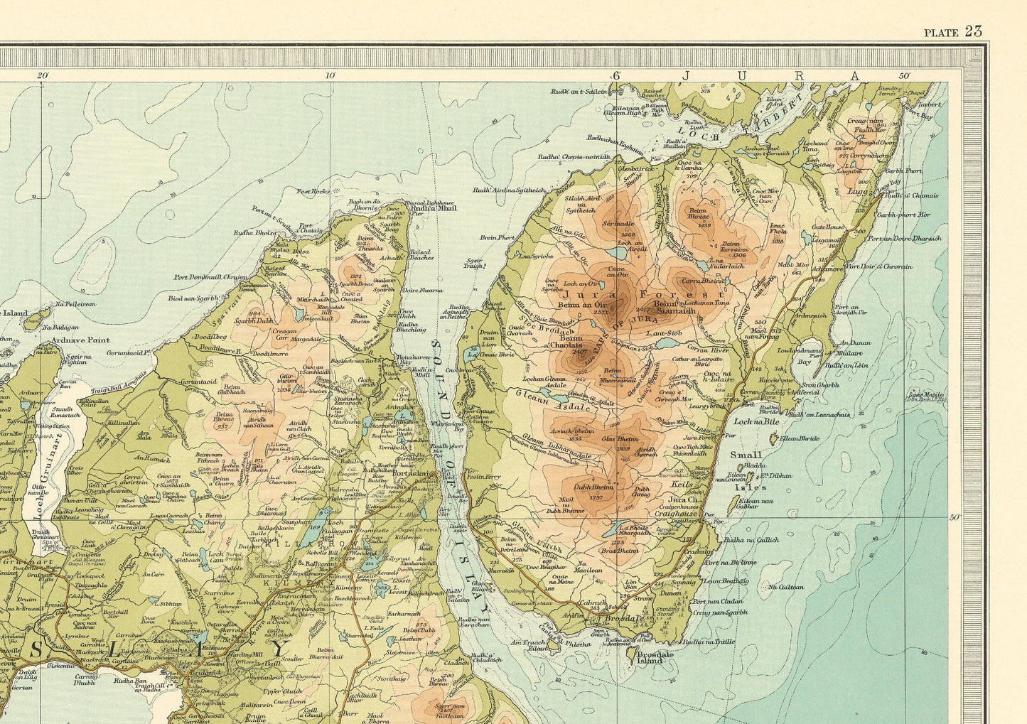 Isle of Islay Map | Old Antique Map | 1912 | Bartholomew| Old Map Wall Print| Poster Wall Art|Wall Art |Scottish Maps| Vintage Print