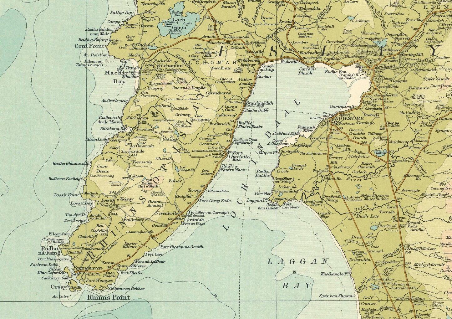 Isle of Islay Map | Old Antique Map | 1912 | Bartholomew| Old Map Wall Print| Poster Wall Art|Wall Art |Scottish Maps| Vintage Print