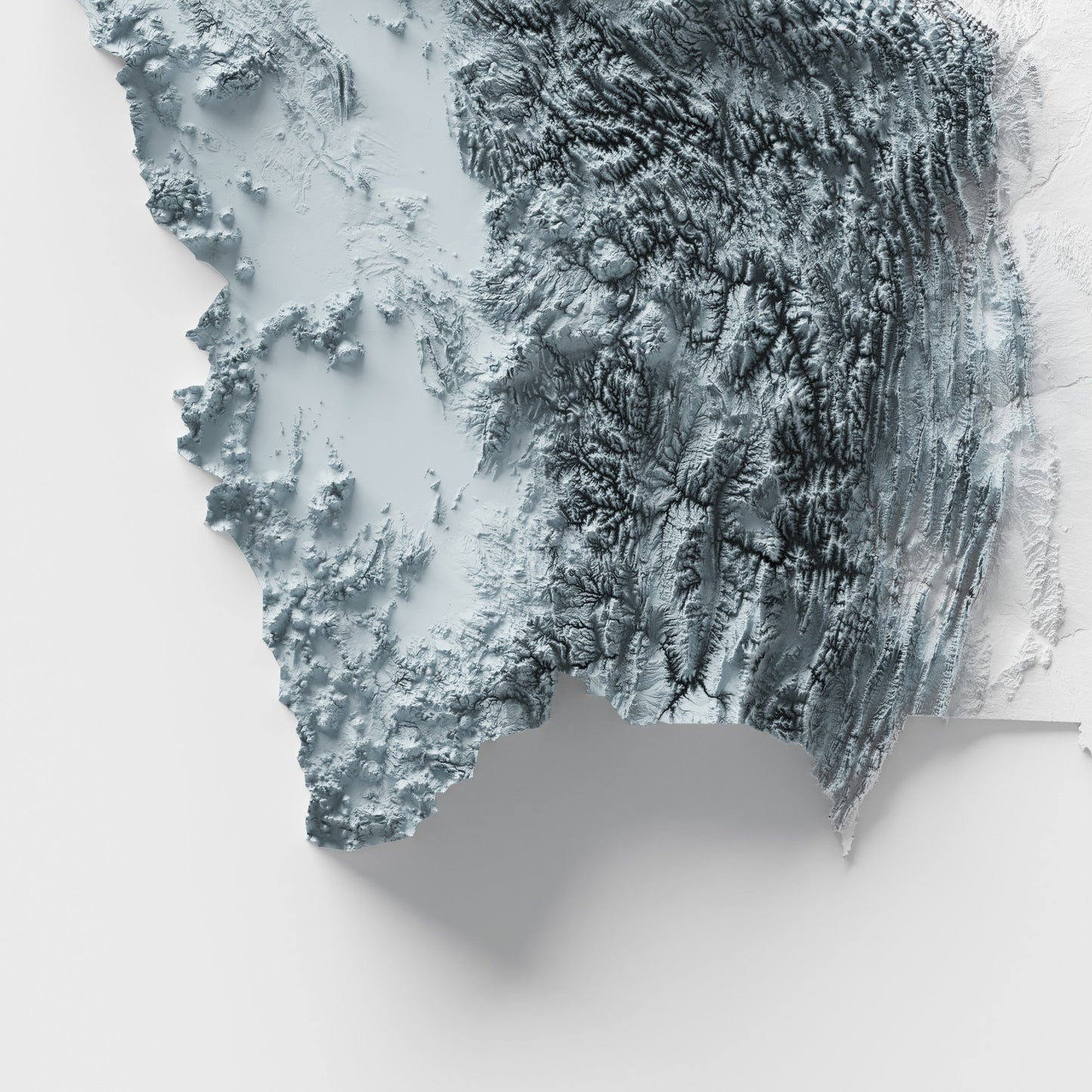Bolivia Art Relief Map - 2D Black and White Print - Bolivia Geology - 2D Shaded Relief Map - Unique Bolivian Art