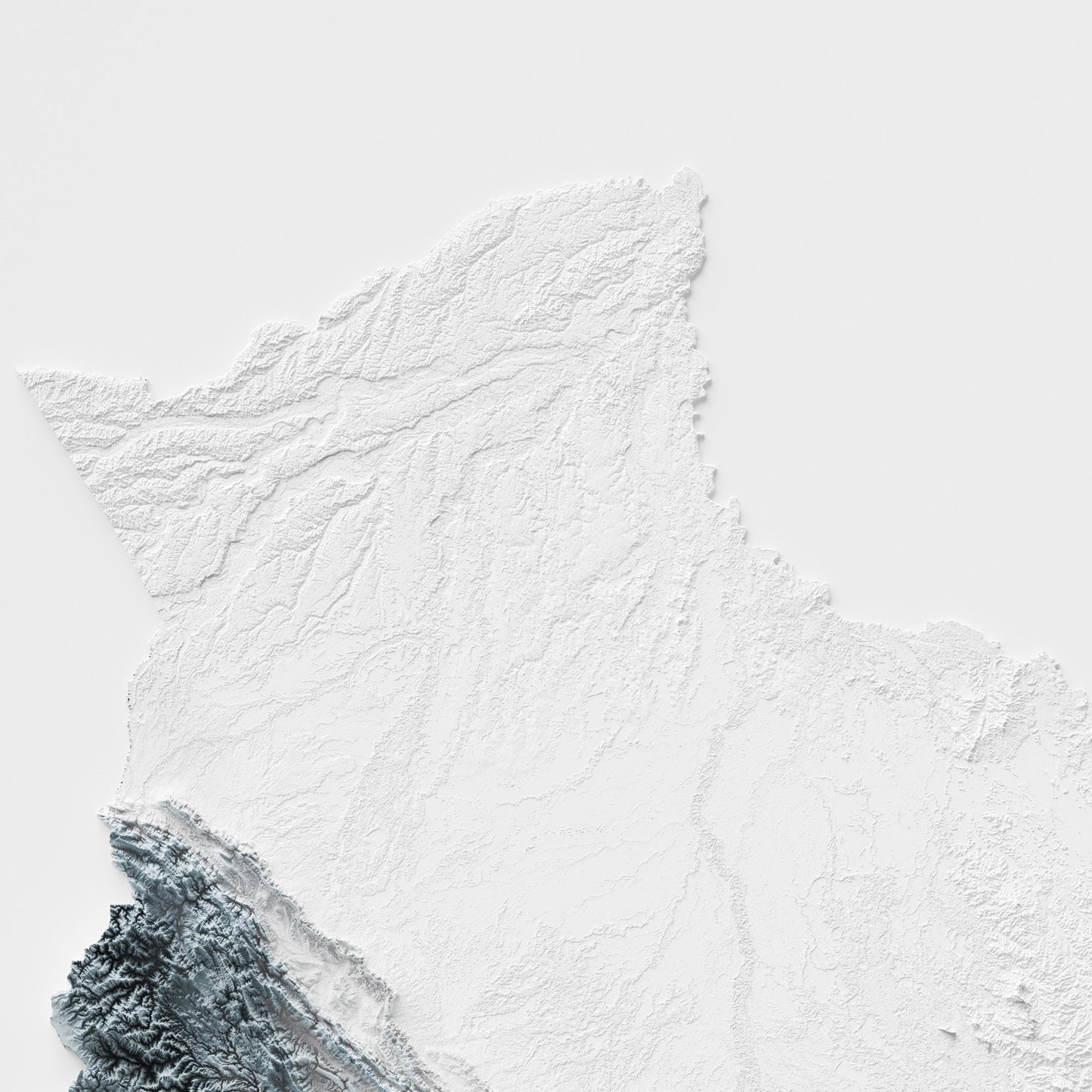 Bolivia Art Relief Map - 2D Black and White Print - Bolivia Geology - 2D Shaded Relief Map - Unique Bolivian Art