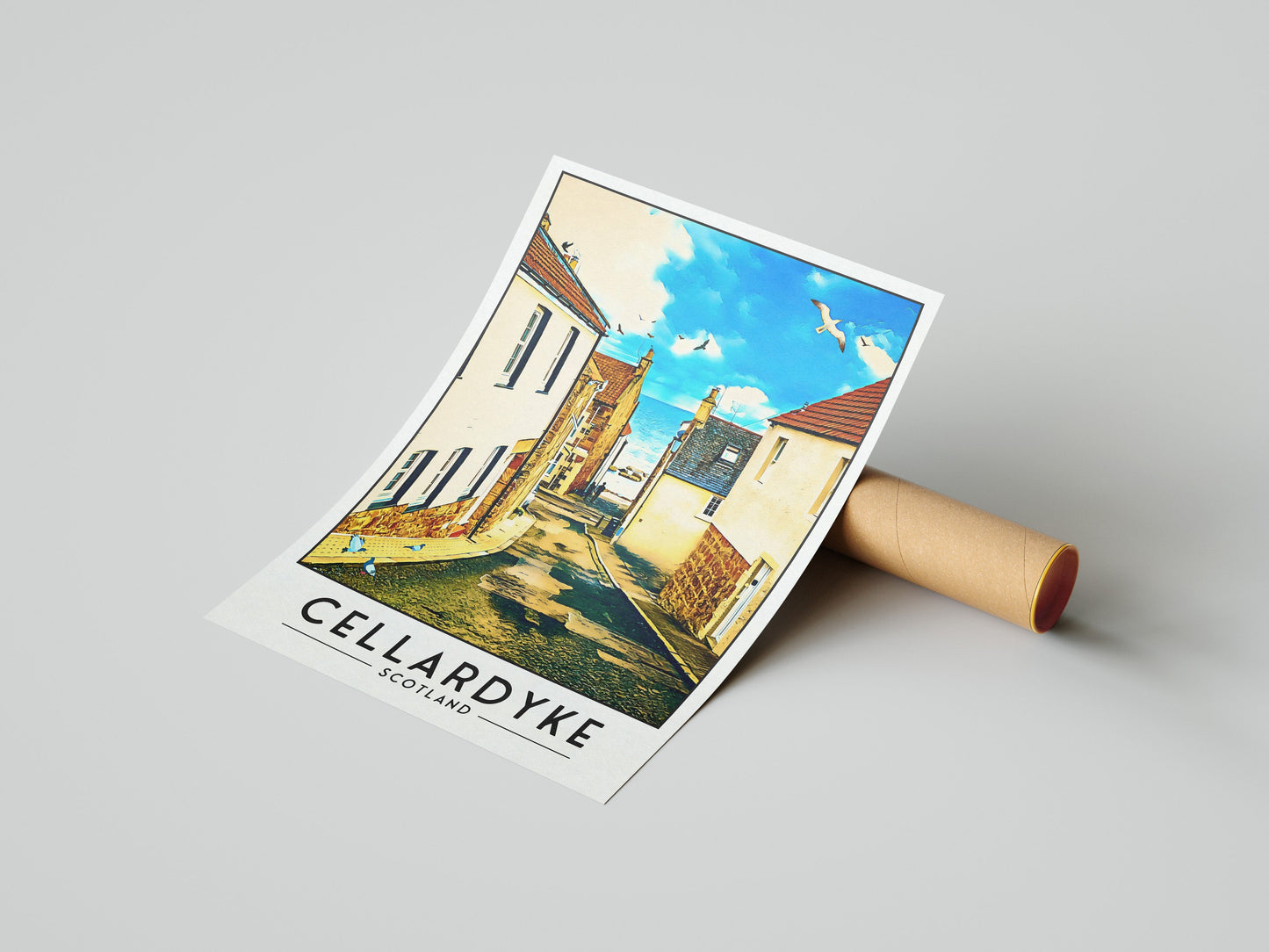 Cellardyke Print, Fife Travel Poster, Fife East Neuk Wall Art, Scottish Gift