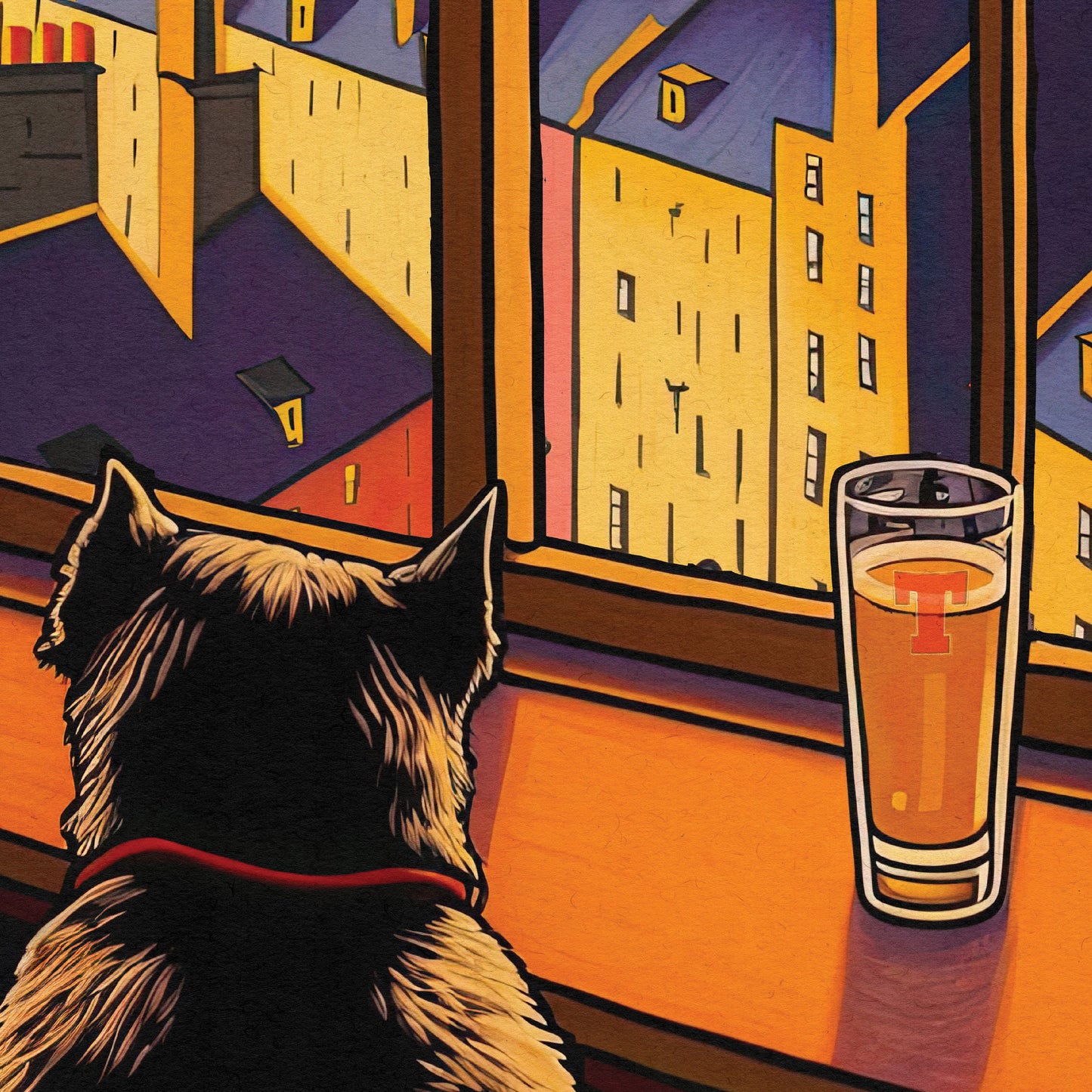 Edinburgh Pub with a View of the Castle - Vibrant Colourful Edinburgh Poster - Scottish Wall Art - Grassmarket