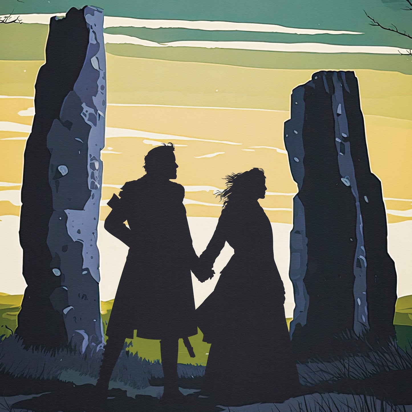Craigh na Dun Standing Stones Travel Poster | Jamie and Claire Fraser | Sassanach | Scotland Travel Poster | Stone Circle | Gift | Present