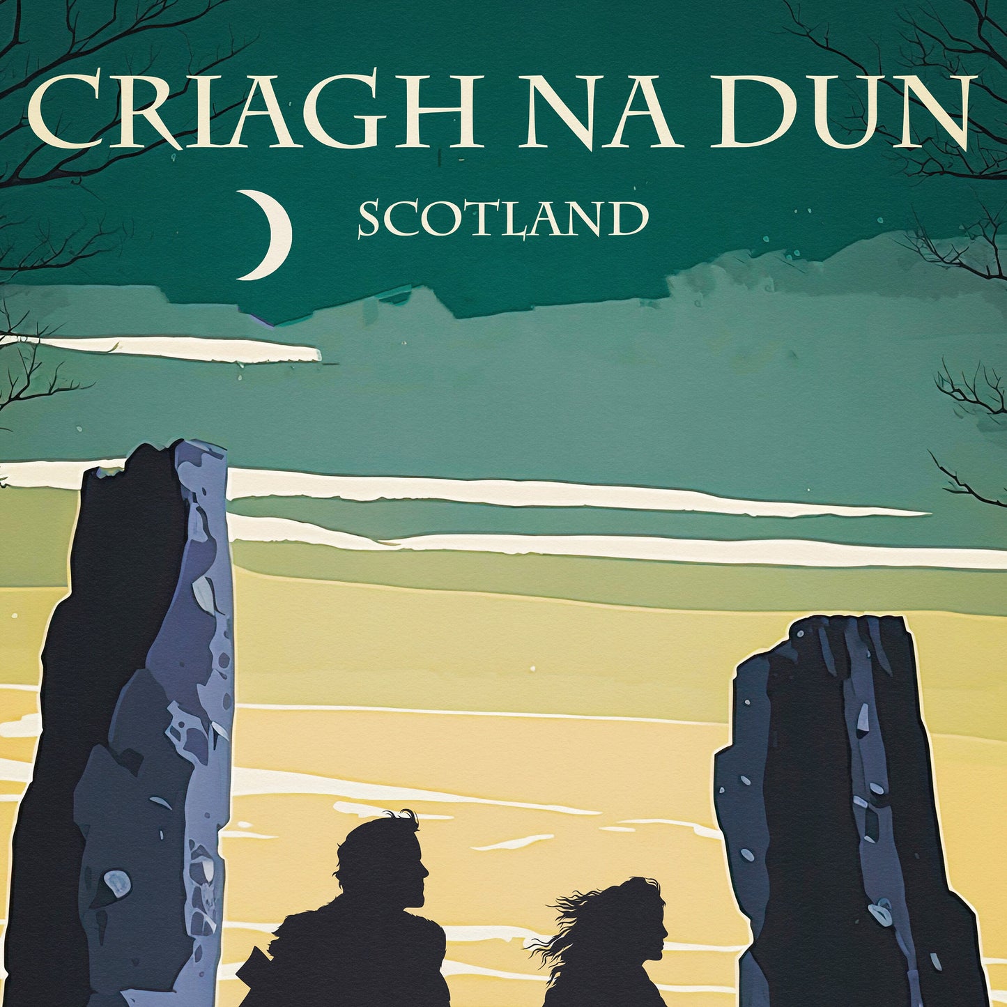 Craigh na Dun Standing Stones Travel Poster | Jamie and Claire Fraser | Sassanach | Scotland Travel Poster | Stone Circle | Gift | Present