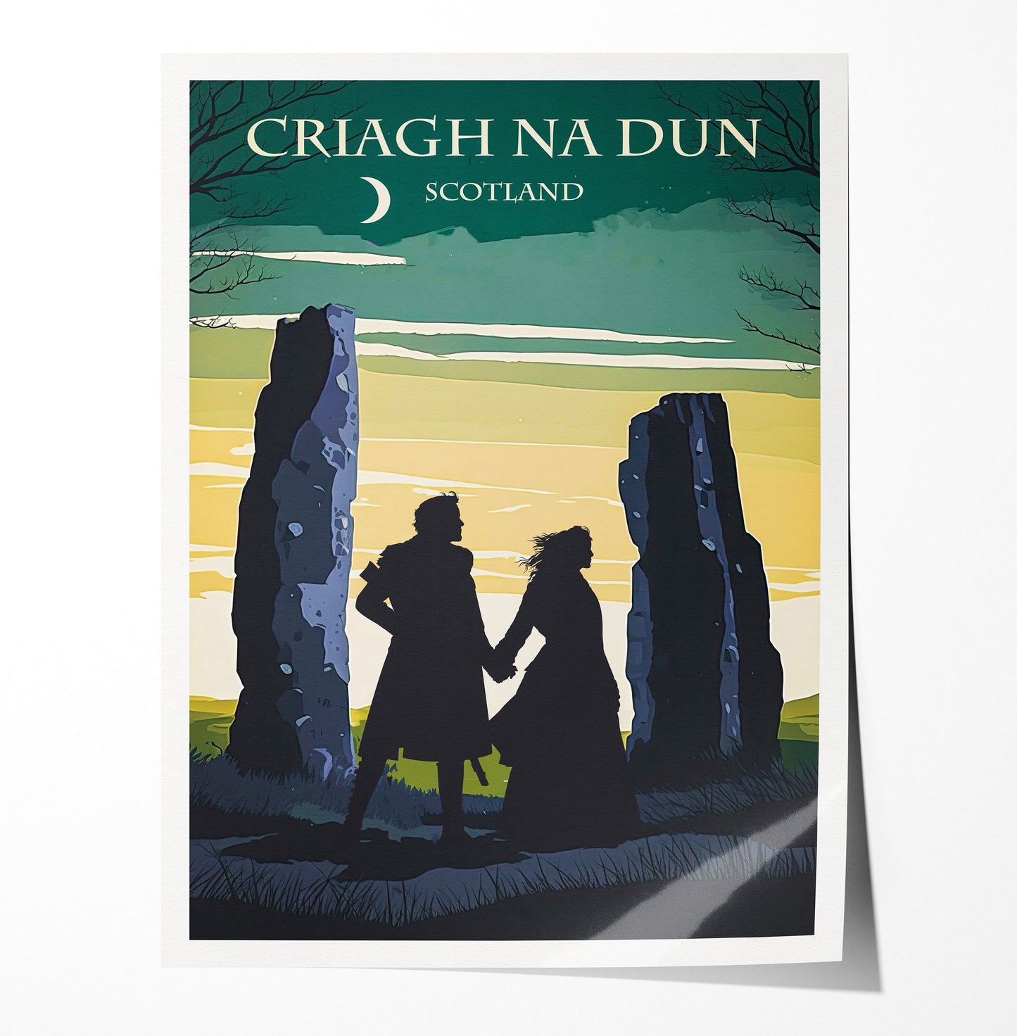 Craigh na Dun Standing Stones Travel Poster | Jamie and Claire Fraser | Sassanach | Scotland Travel Poster | Stone Circle | Gift | Present