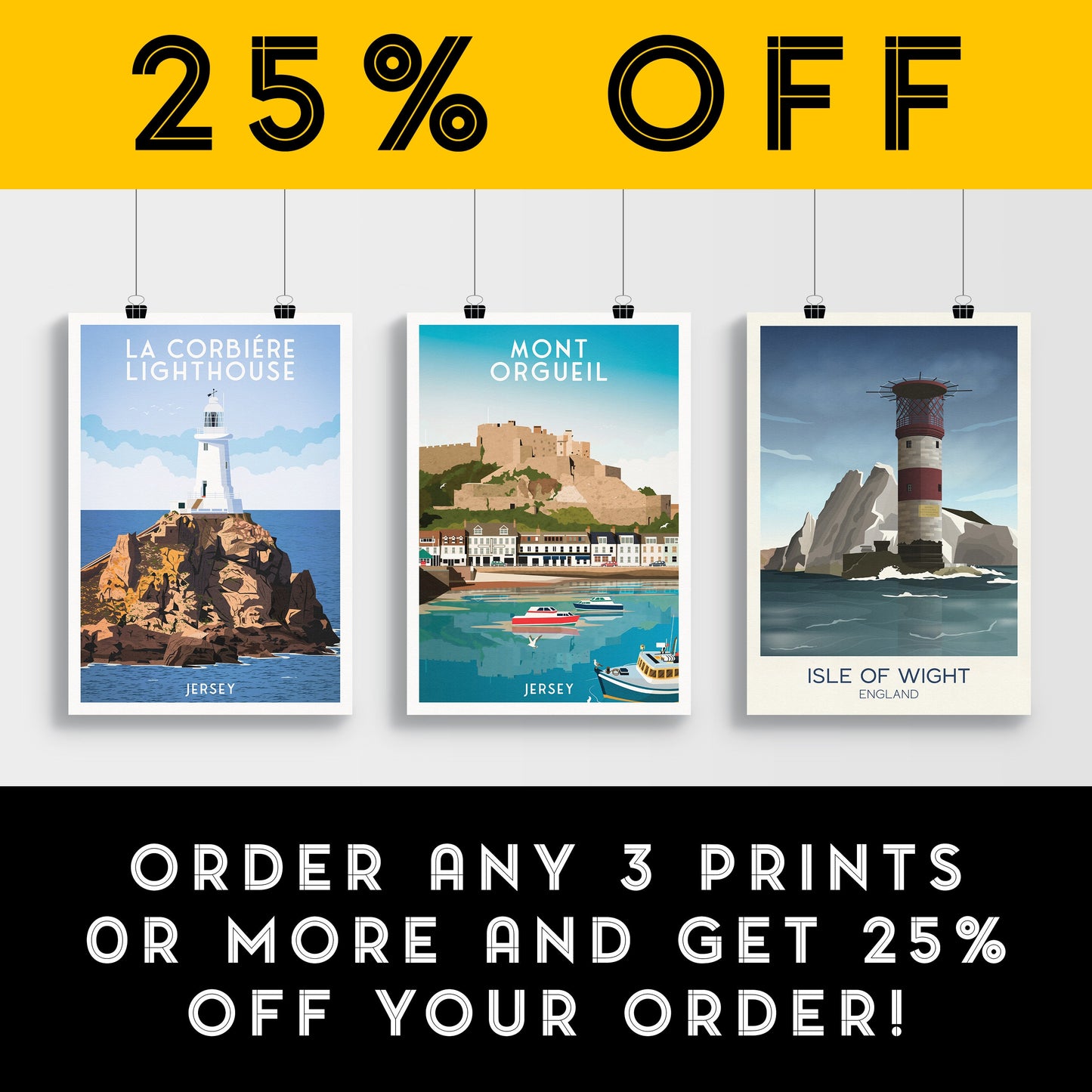 Mont Orgueil Castle Print - Jersey - Gorey Harbour - Saint Martin - Travel Poster