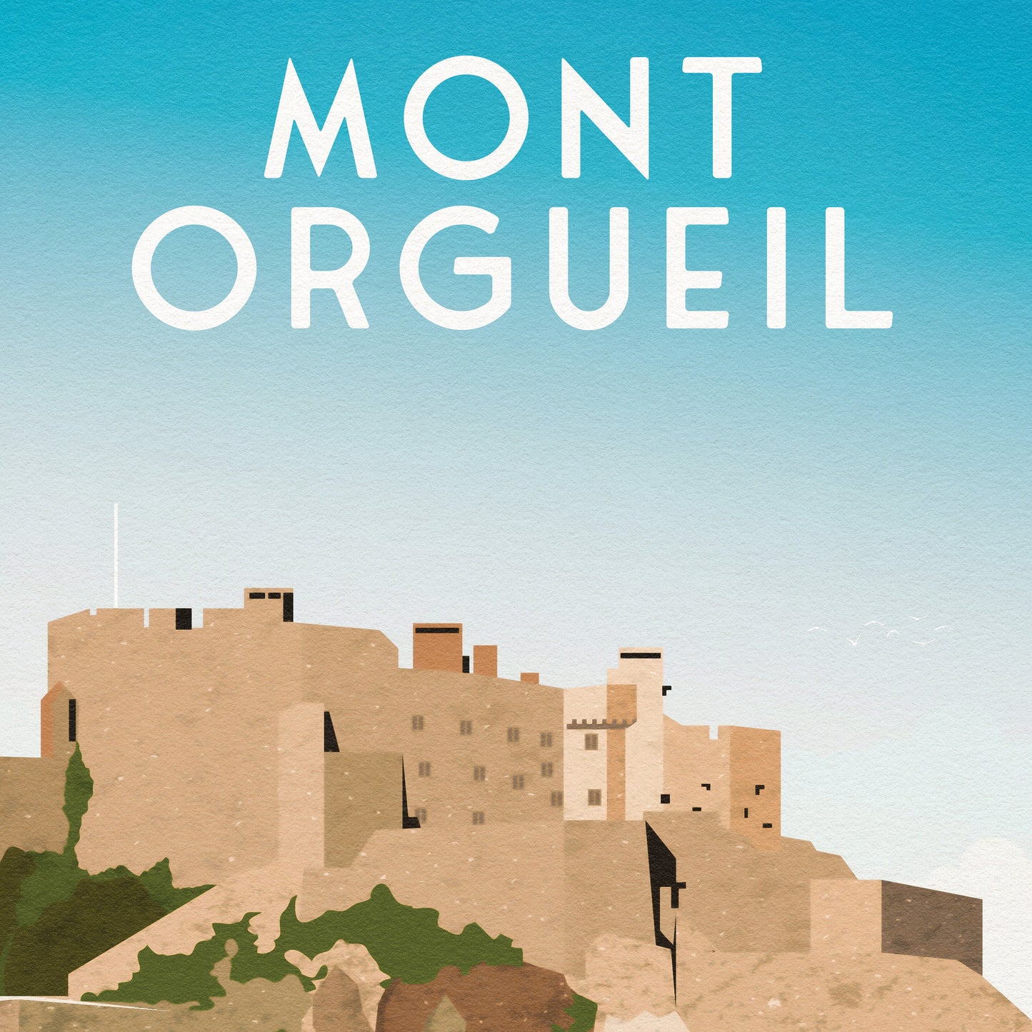 Mont Orgueil Castle Print - Jersey - Gorey Harbour - Saint Martin - Travel Poster