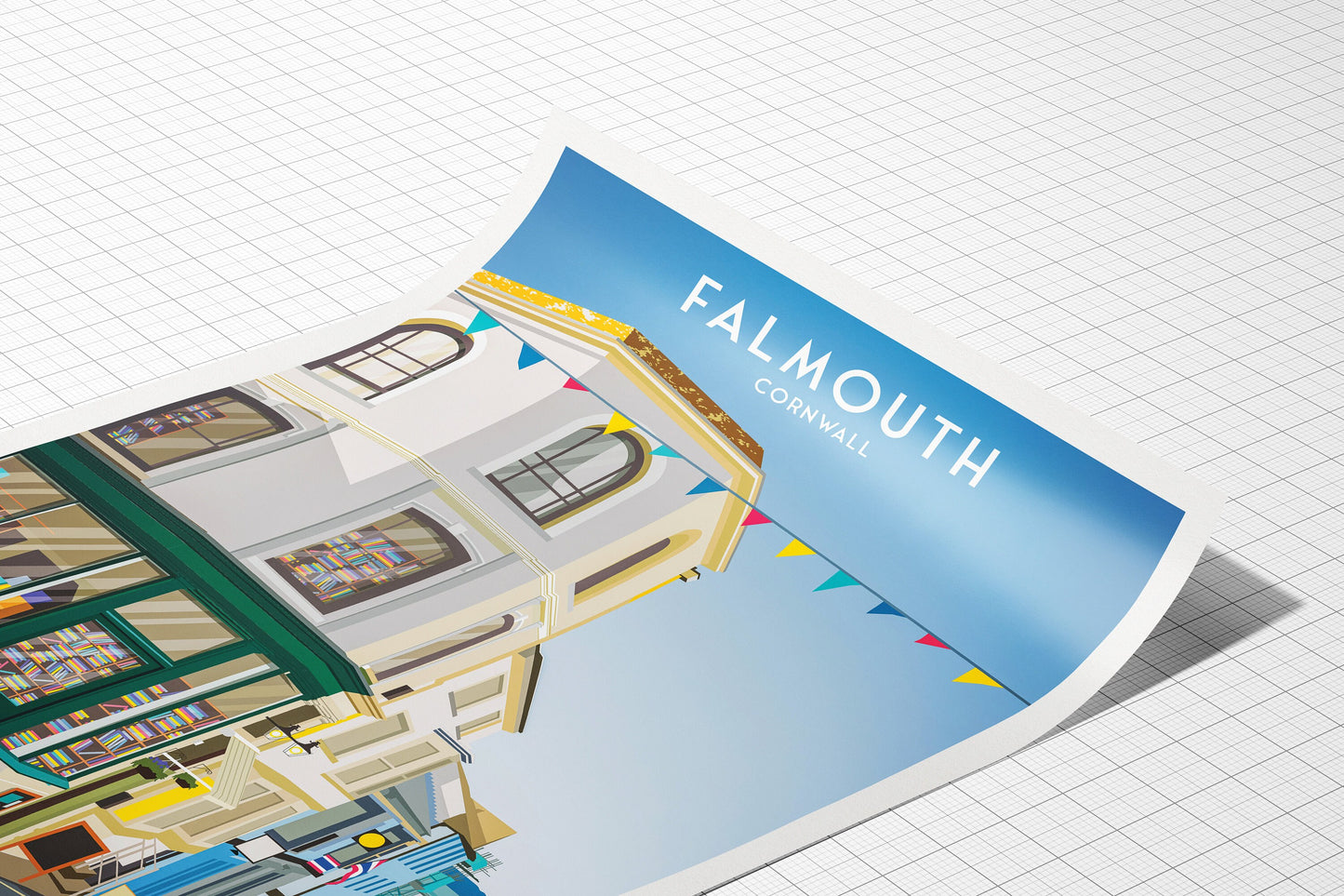 Falmouth Print - Cornwall - Quay Street - Art print A3, A2, A1
