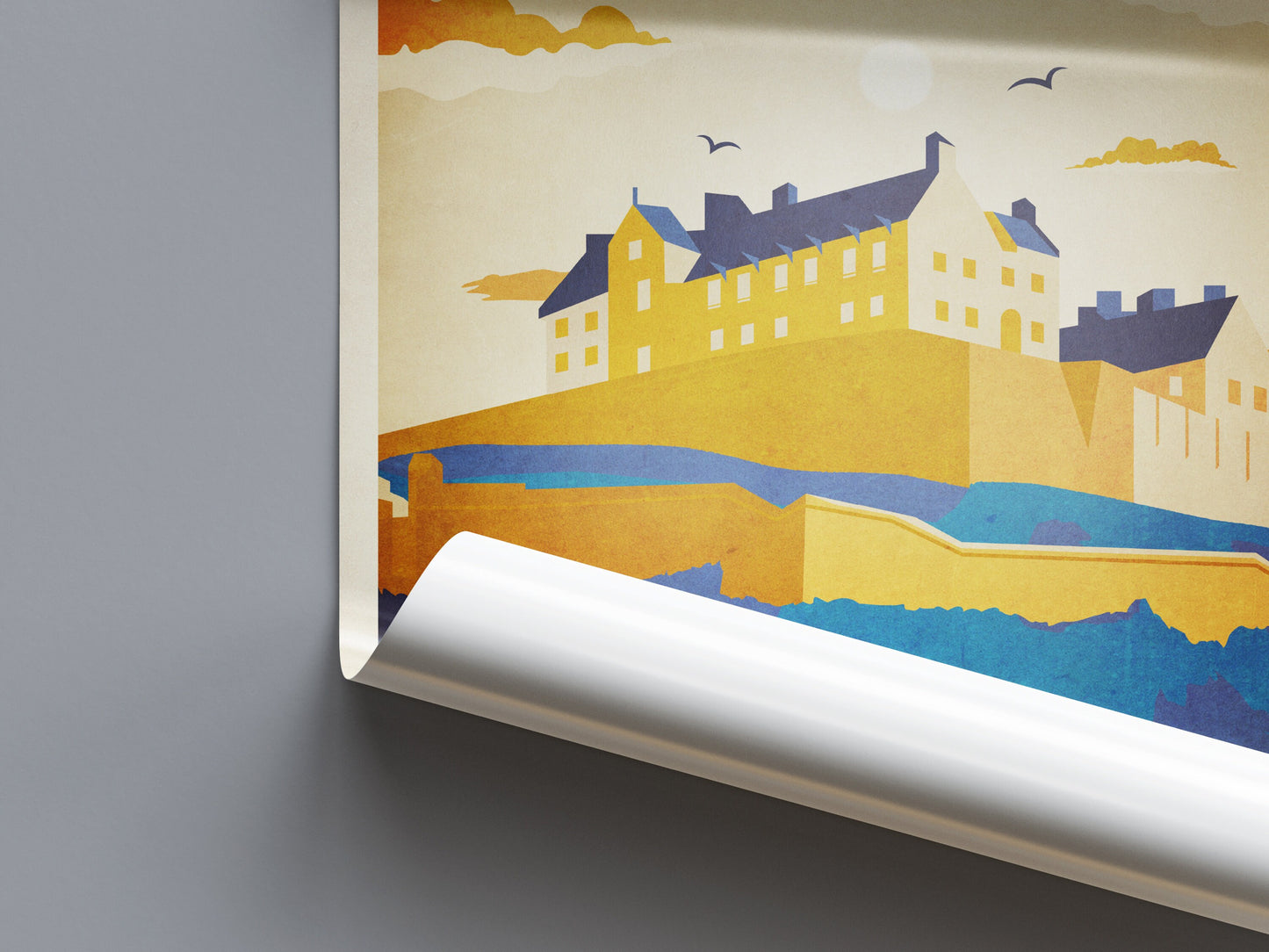 Edinburgh Castle Poster, Illustrated print of Edinburgh Castle, Scotland, Scottish Gift, Edinburgh Gift, Scottish Print