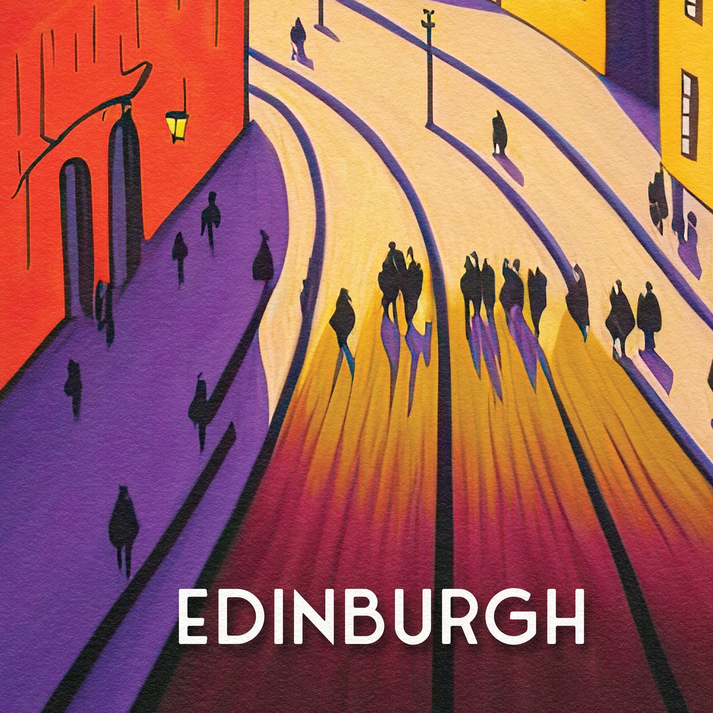 Edinburgh Castle Print - Vibrant Colourful Edinburgh Poster - Scottish Wall Art - Grassmarket