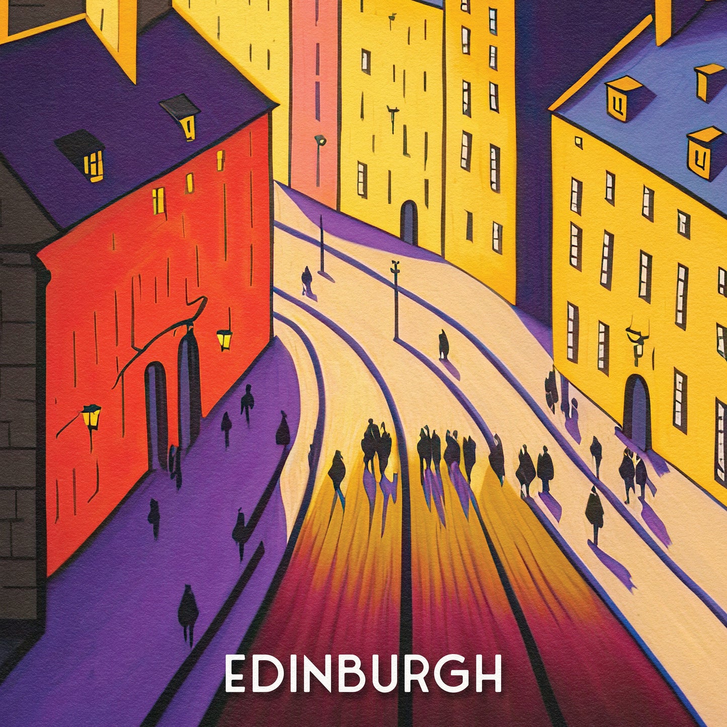 Edinburgh Castle Print - Vibrant Colourful Edinburgh Poster - Scottish Wall Art - Grassmarket