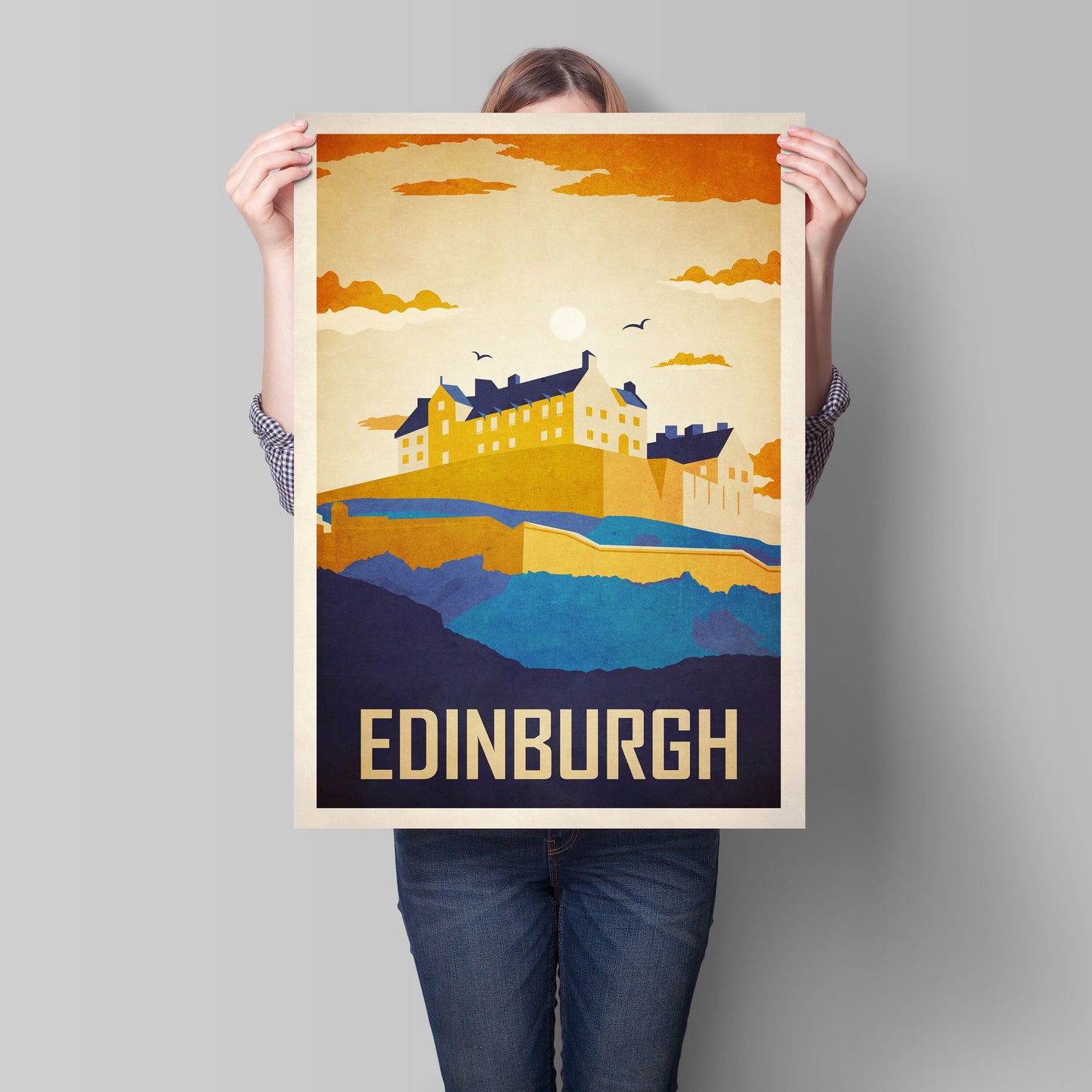 Edinburgh Castle Poster, Illustrated print of Edinburgh Castle, Scotland, Scottish Gift, Edinburgh Gift, Scottish Print