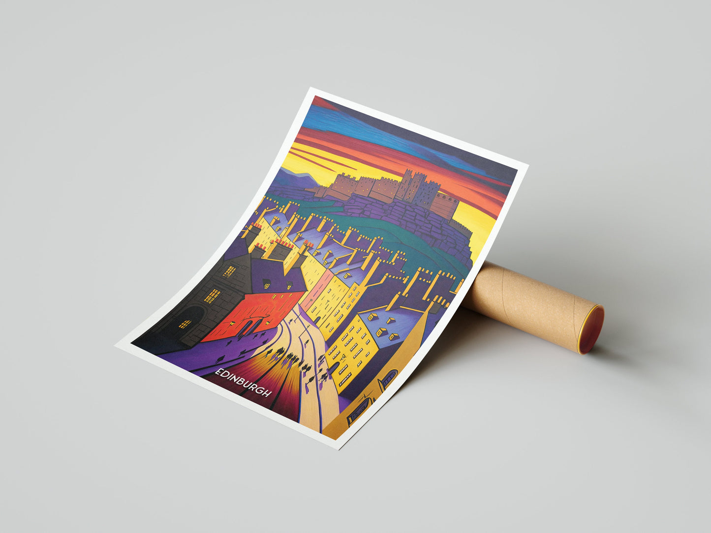 Edinburgh Castle Print - Vibrant Colourful Edinburgh Poster - Scottish Wall Art - Grassmarket