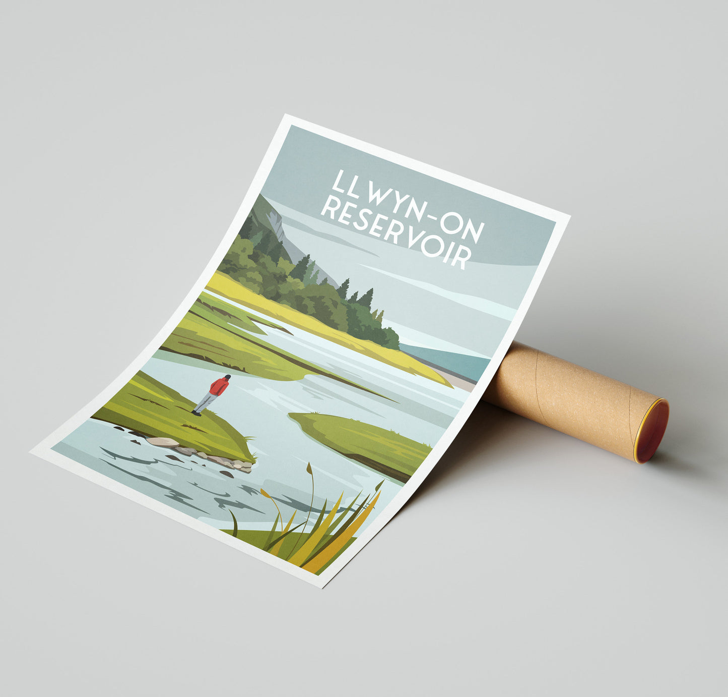 Llwyn-On Reservoir Print - Illustration of Llwyn Onn - Taf Fawr valley - South Wales - Brecon Beacons - Merthyr Tydfil - Rhondda Cynon Taf