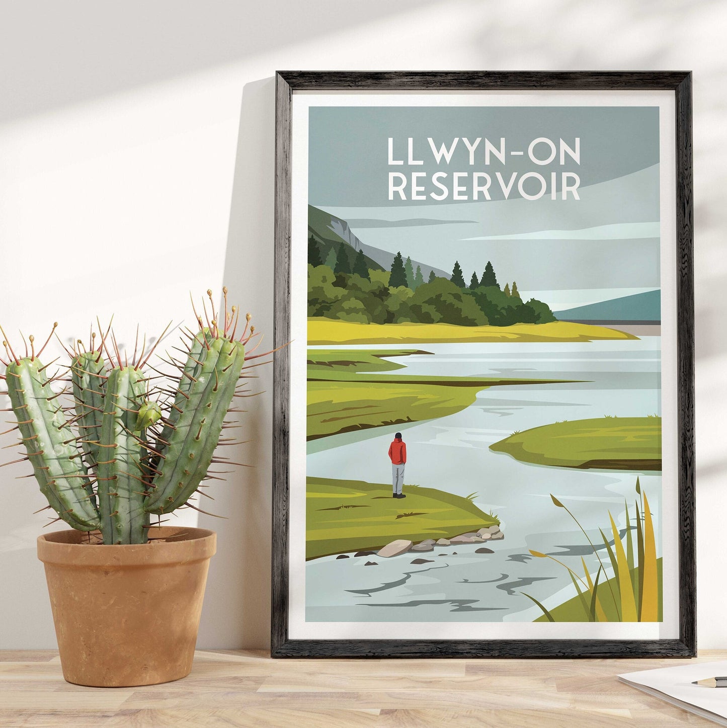 Llwyn-On Reservoir Print - Illustration of Llwyn Onn - Taf Fawr valley - South Wales - Brecon Beacons - Merthyr Tydfil - Rhondda Cynon Taf