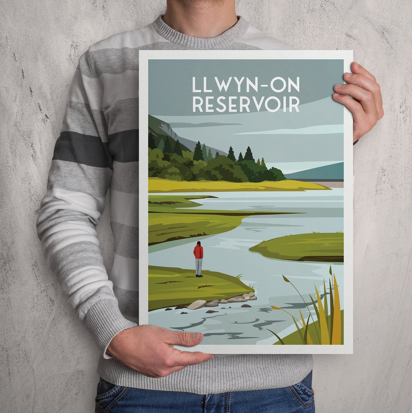 Llwyn-On Reservoir Print - Illustration of Llwyn Onn - Taf Fawr valley - South Wales - Brecon Beacons - Merthyr Tydfil - Rhondda Cynon Taf