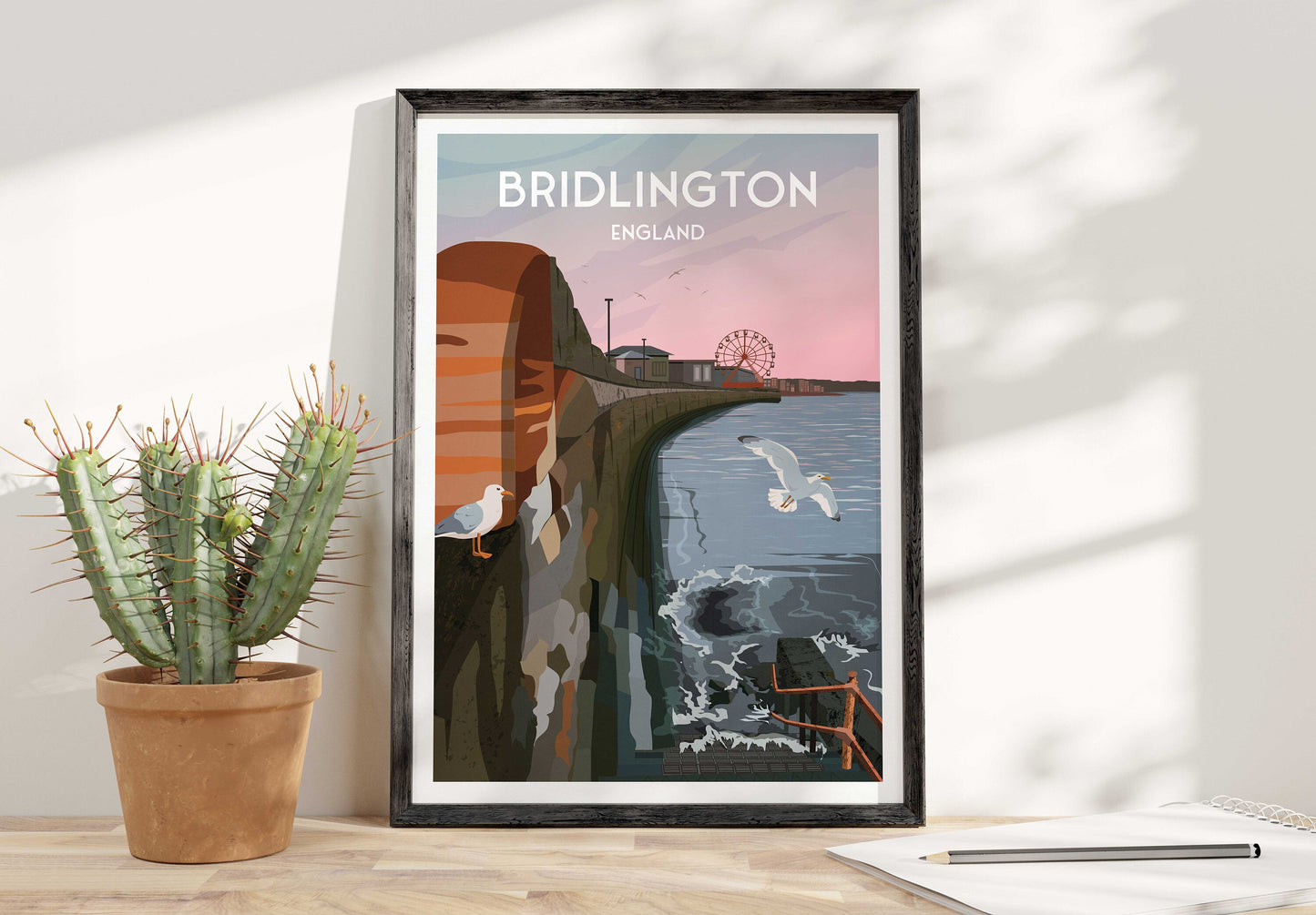 Bridlington Poster, East Yorkshire Travel print, English Wall Art Print, Coastal Town