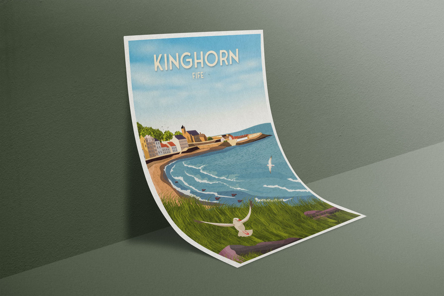 Kinghorn Print - Fife Travel Poster - Kinghorn Harbour - Historic Village - Scottish Wall Art - Historical Scottish Town - East Neuk