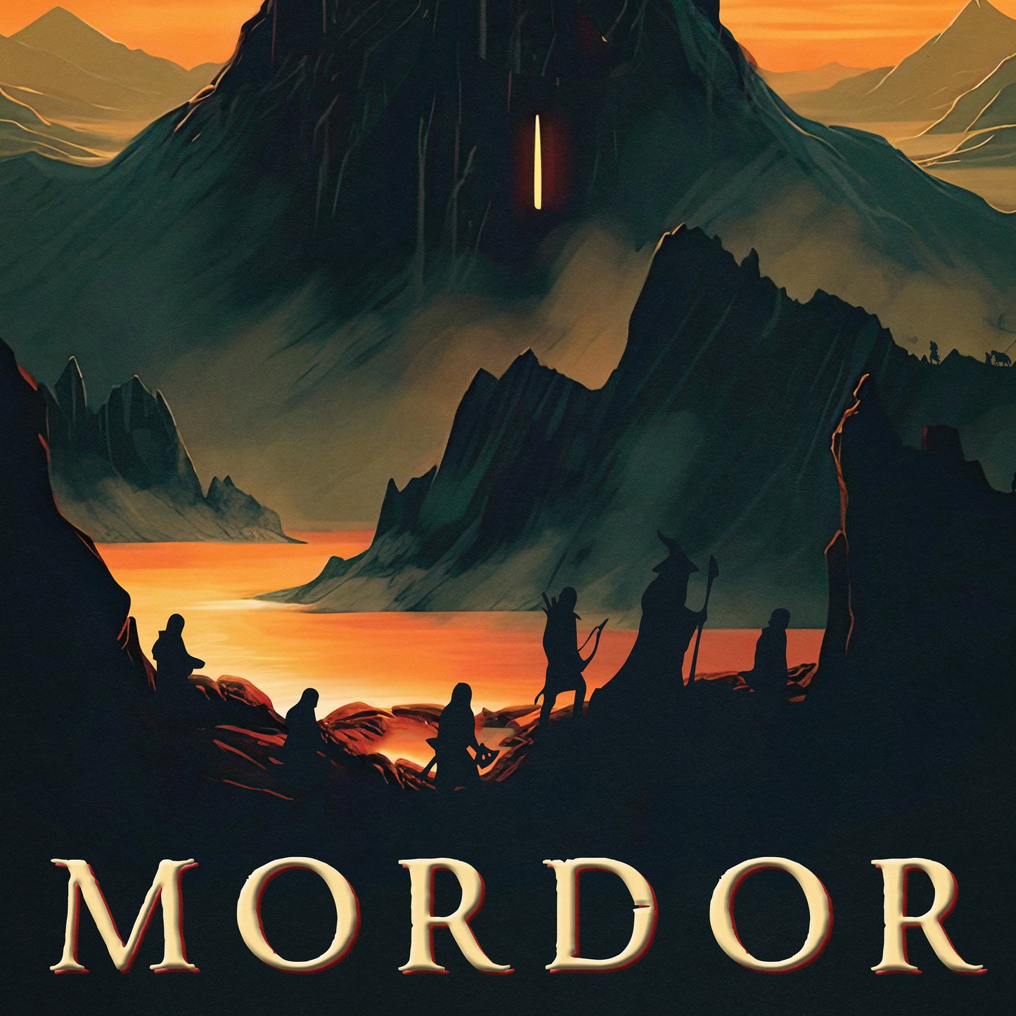 Mordor Travel Poster | Gandalf | Tower of Sauron Middle-Earth Print | Dragon | Gollum | Fellowship | Vintage Travel Poster Art | LOTR