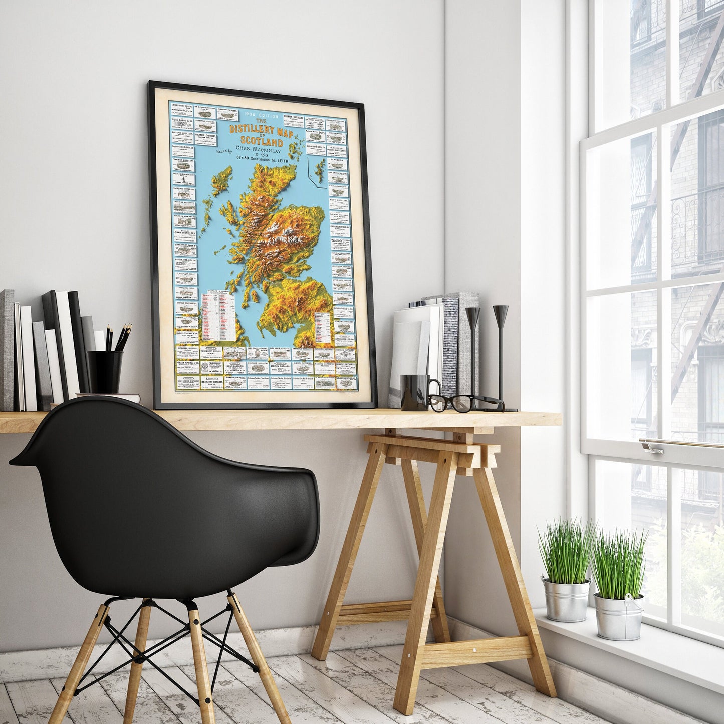 Distillery Map of Scotland - Scotch Whisky Map - The Scottish Malts - 3D Relief Effect Print, distilleries Poster, Scotland art, whiskey