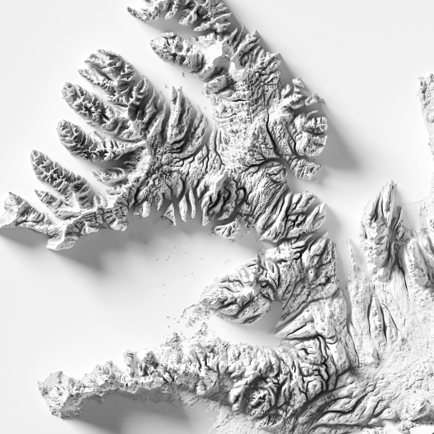 Iceland Art Relief Map - 2D Black and White Print - Iceland Geology - Shaded Relief Map - retro map - kopavogur - Reykjavik - Icelandic Art