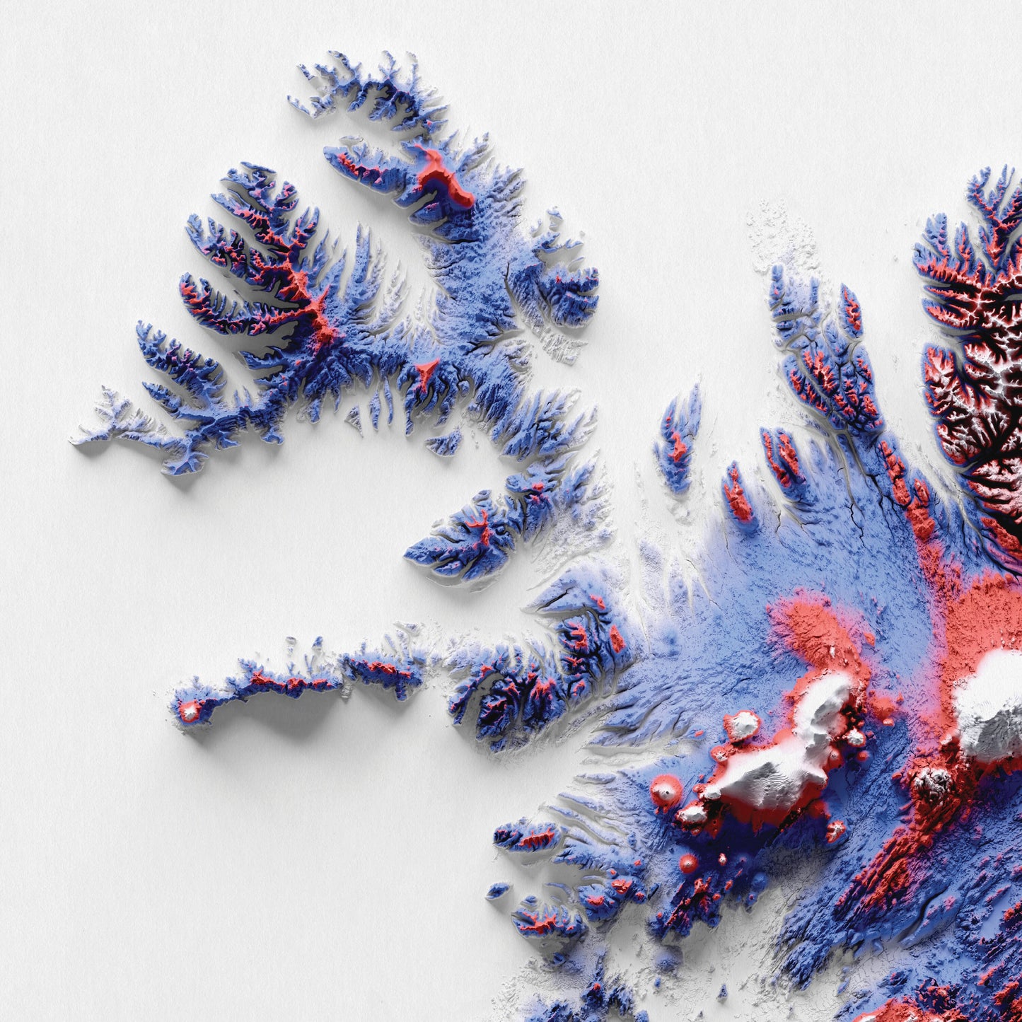 Iceland Art Relief Map - 2D Print - Iceland Geology - Shaded Relief Map - retro map - kopavogur - Reykjavik - Icelandic Wall Art Gift