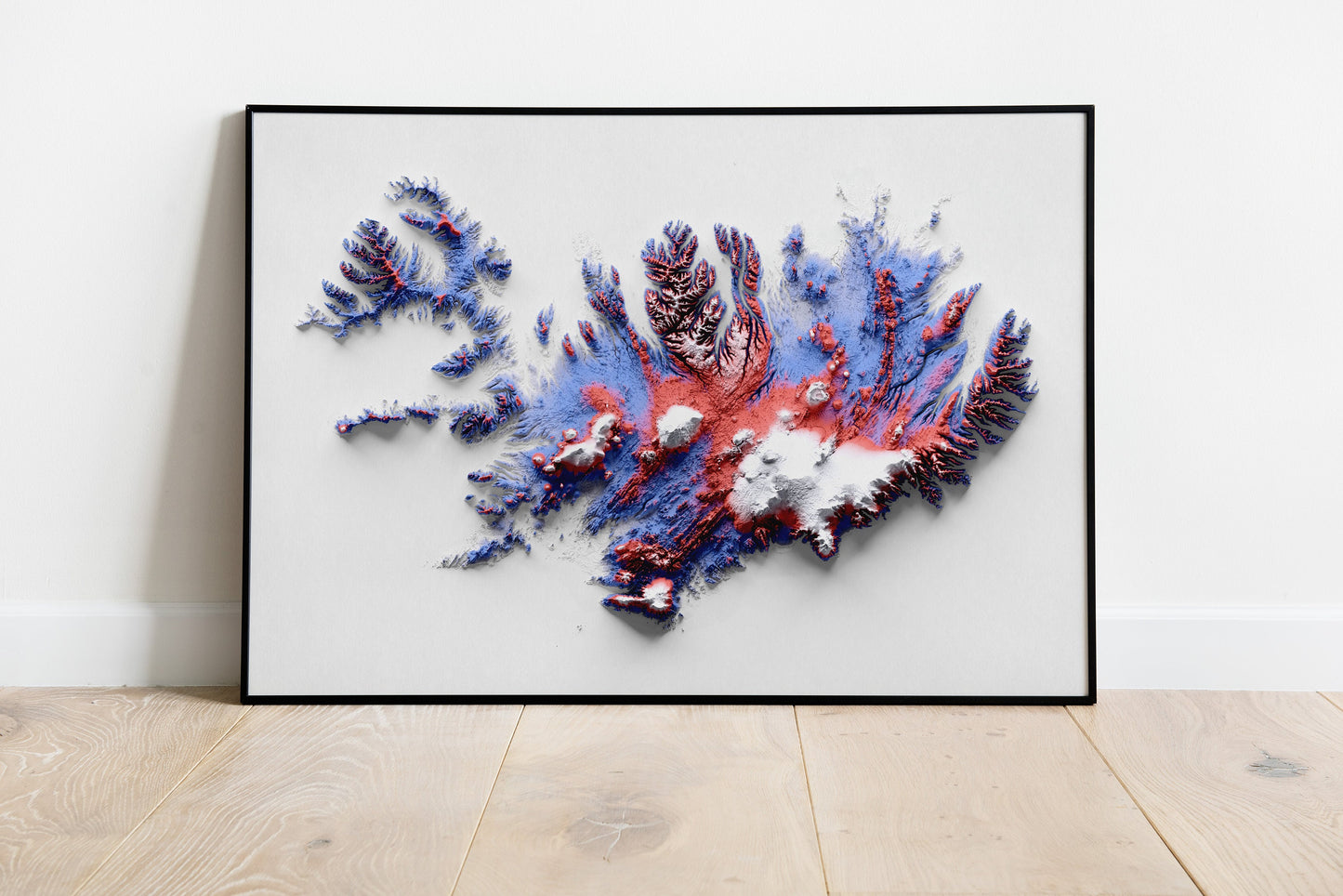 Iceland Art Relief Map - 2D Print - Iceland Geology - Shaded Relief Map - retro map - kopavogur - Reykjavik - Icelandic Wall Art Gift