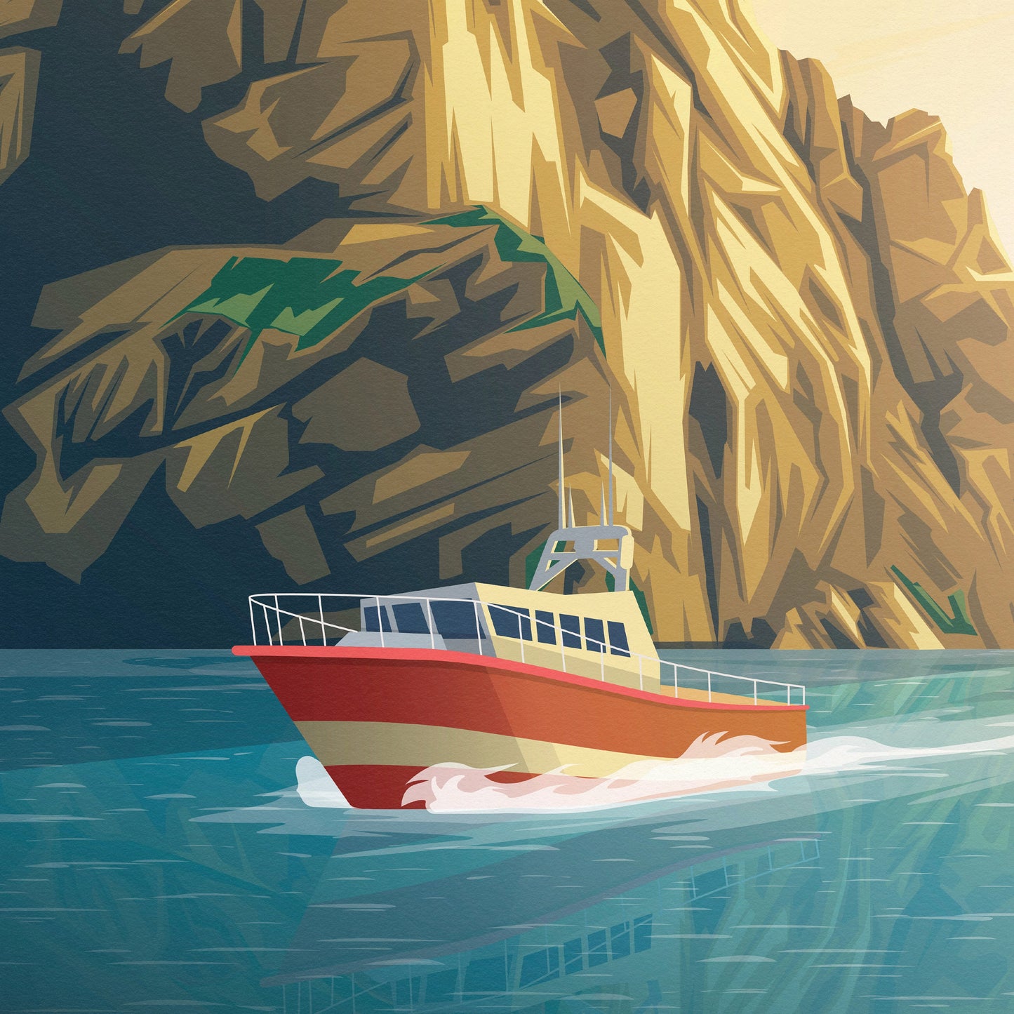 St. Kilda Print featuring Boreray - Gannets - St Kilda Archipelago - Travel Poster - Illustration - St Kilda Archipelago - Hirta - Dun