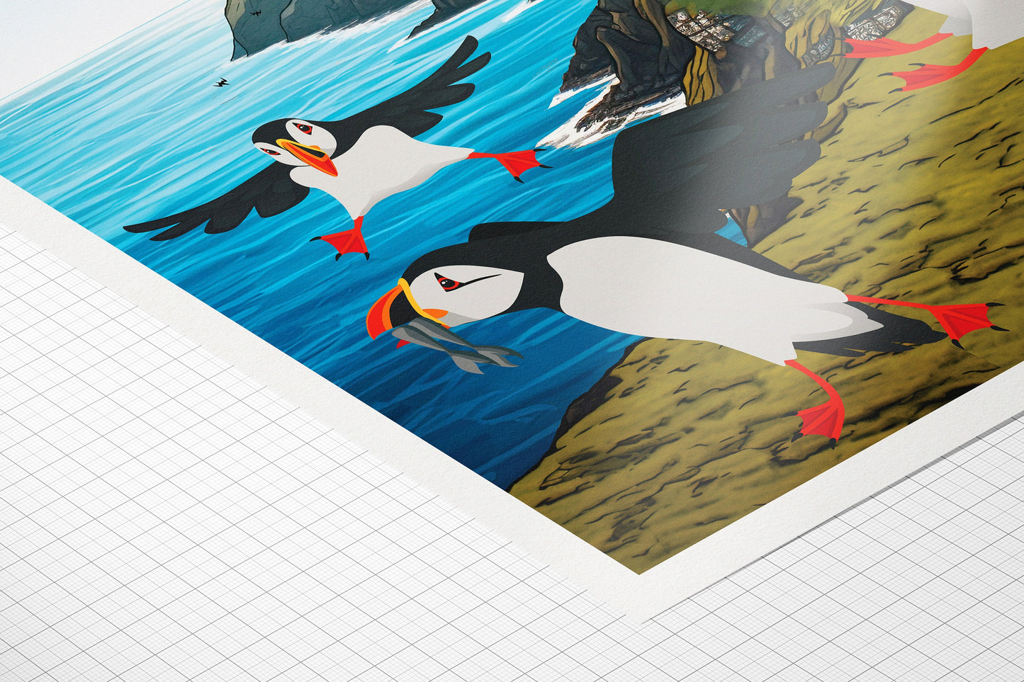 St. Kilda Print - Puffins - Gannets - St Kilda Archipelago - Hirta - Travel Poster - Illustration - Scottish Island - St Kilda Archipelago