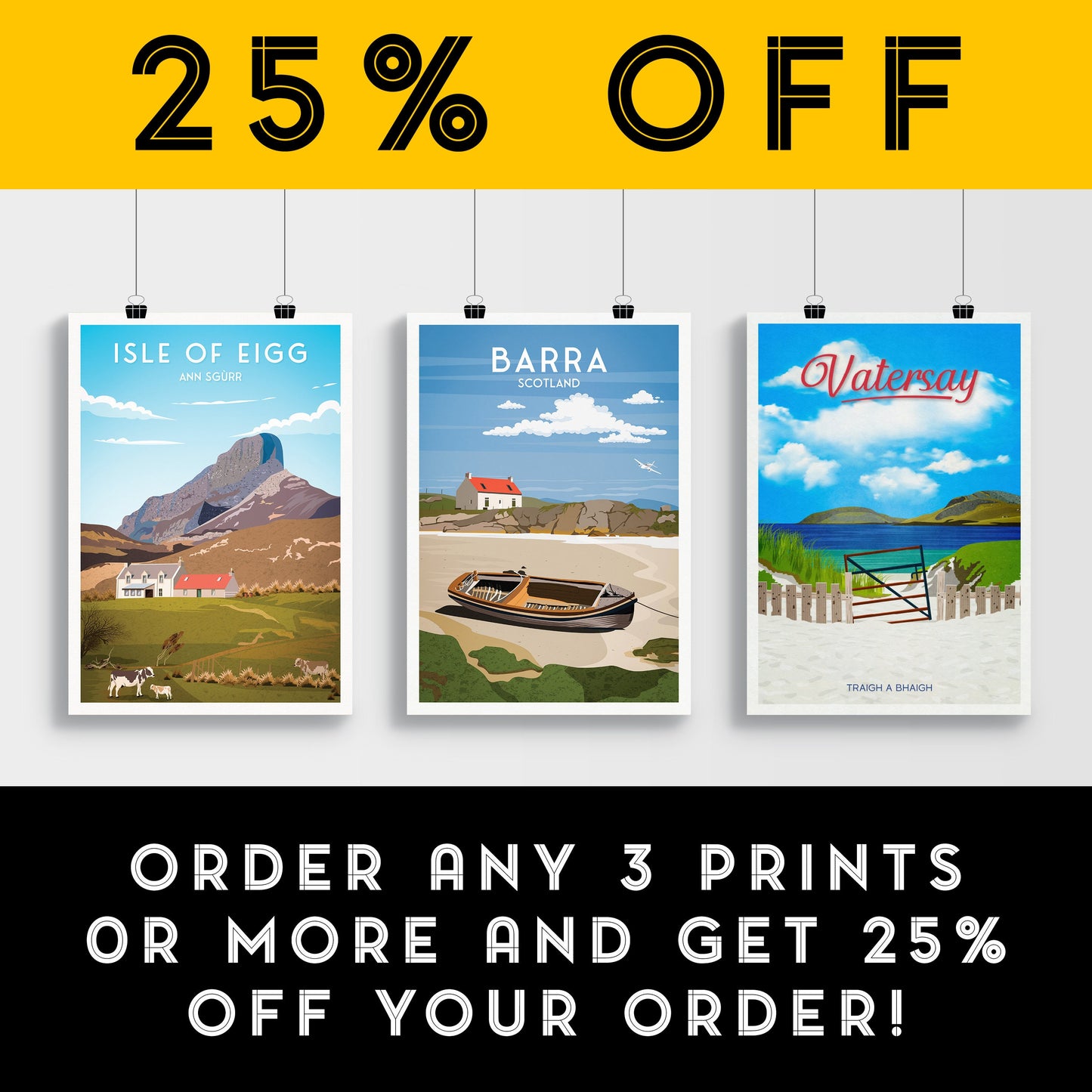 Barra Print - Isle of Barra Travel Poster - Crannag by Traigh Mhor - Western Isles - Scotland - Wall Art - Scottish Islands