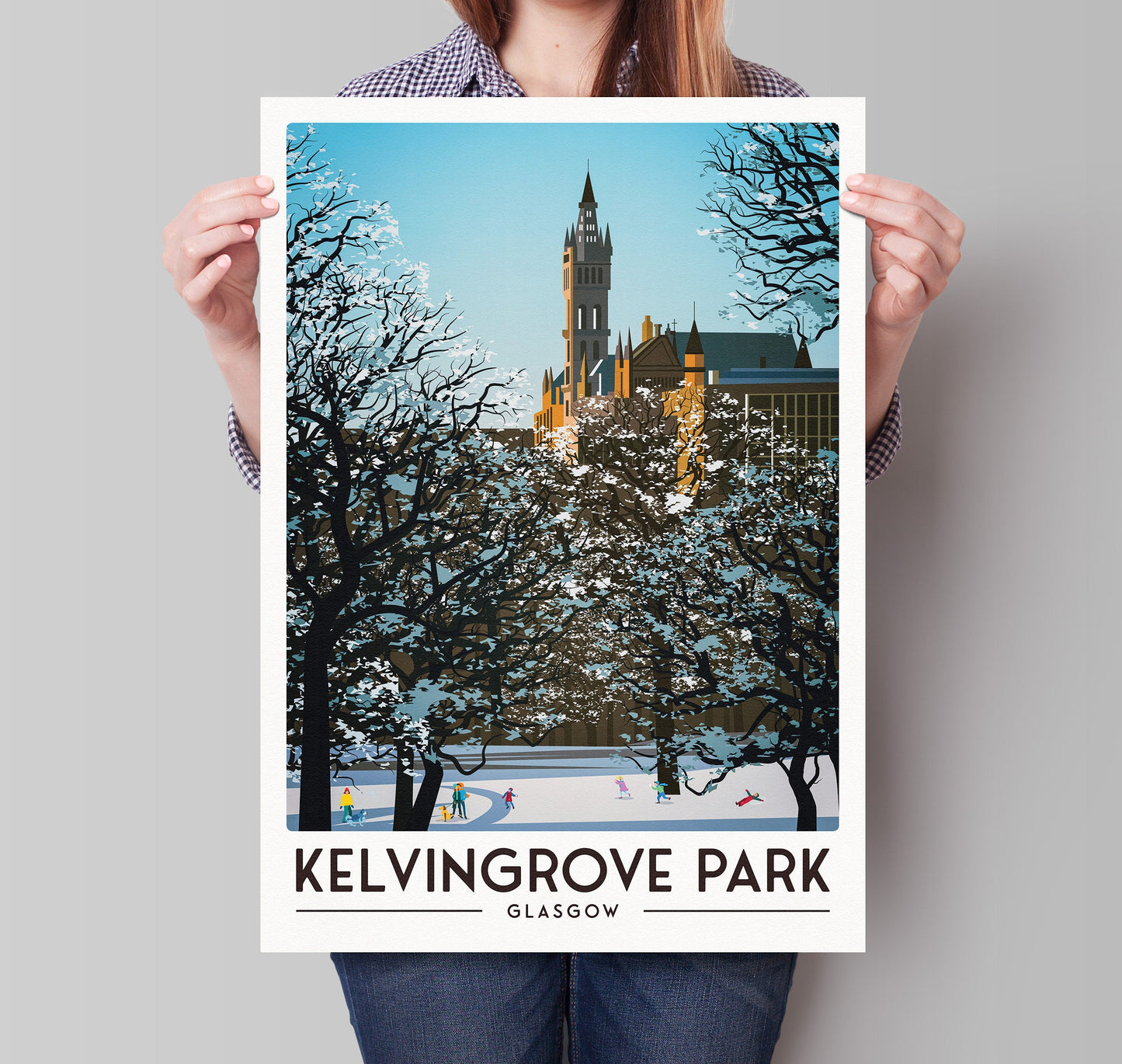 Kelvingrove Park - Glasgow Print - Scottish Wall Art - West End - Glasgow Uni - Winter Scene - Glasgow University
