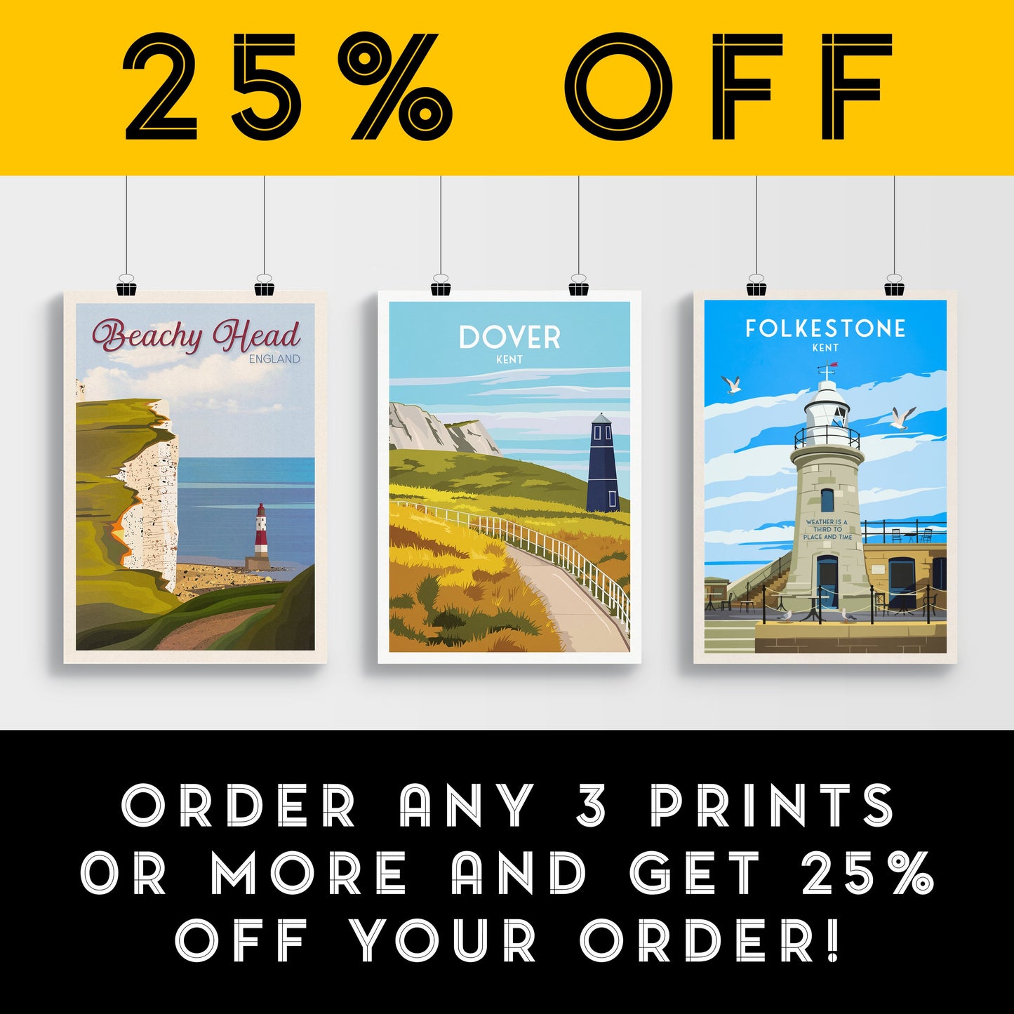 Dover Print - Kent Travel Poster - England - A3 - A2 - A1 - Wall Decor