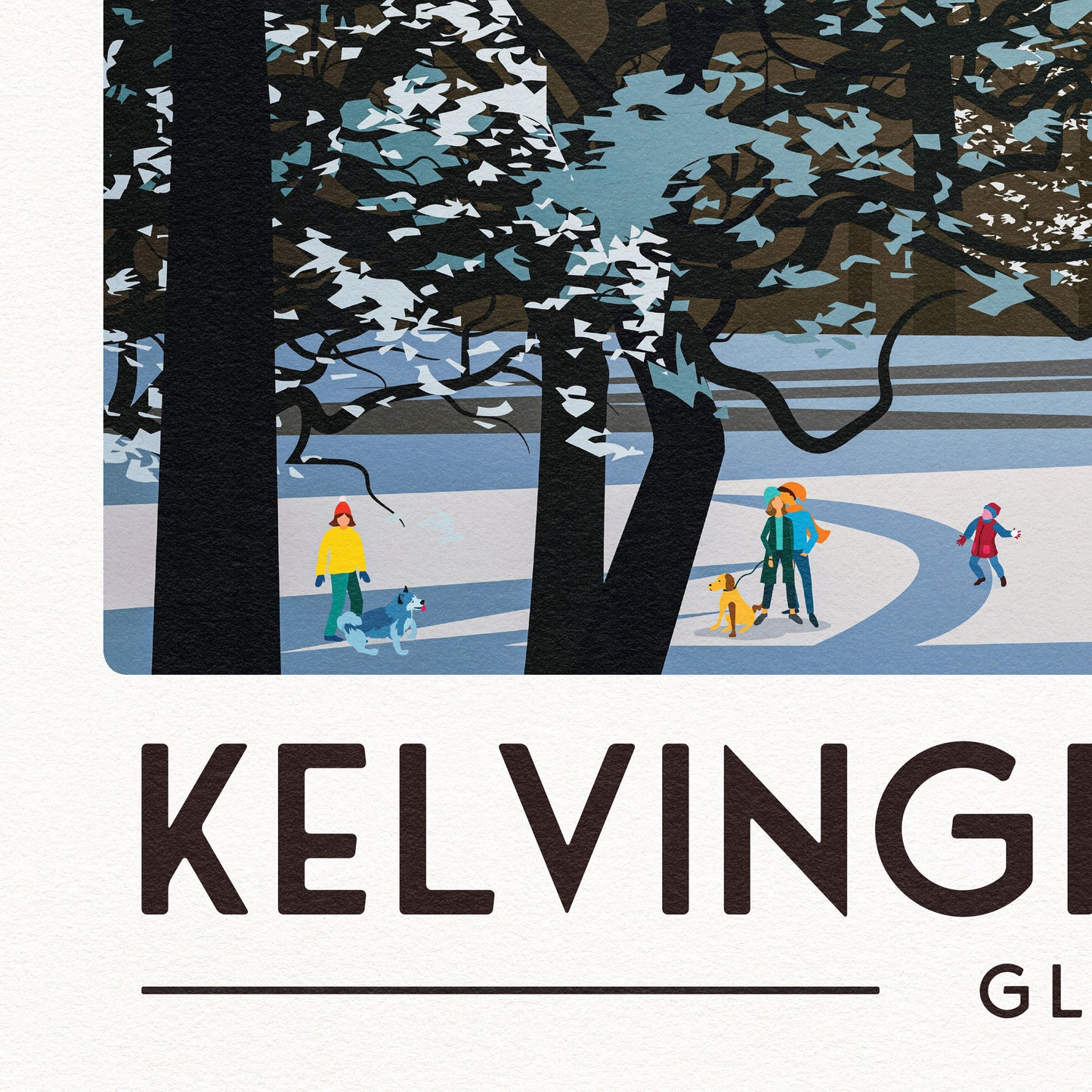 Kelvingrove Park - Glasgow Print - Scottish Wall Art - West End - Glasgow Uni - Winter Scene - Glasgow University