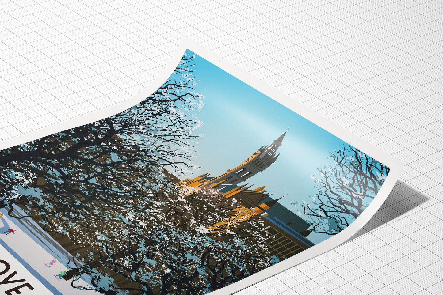 Kelvingrove Park - Glasgow Print - Scottish Wall Art - West End - Glasgow Uni - Winter Scene - Glasgow University