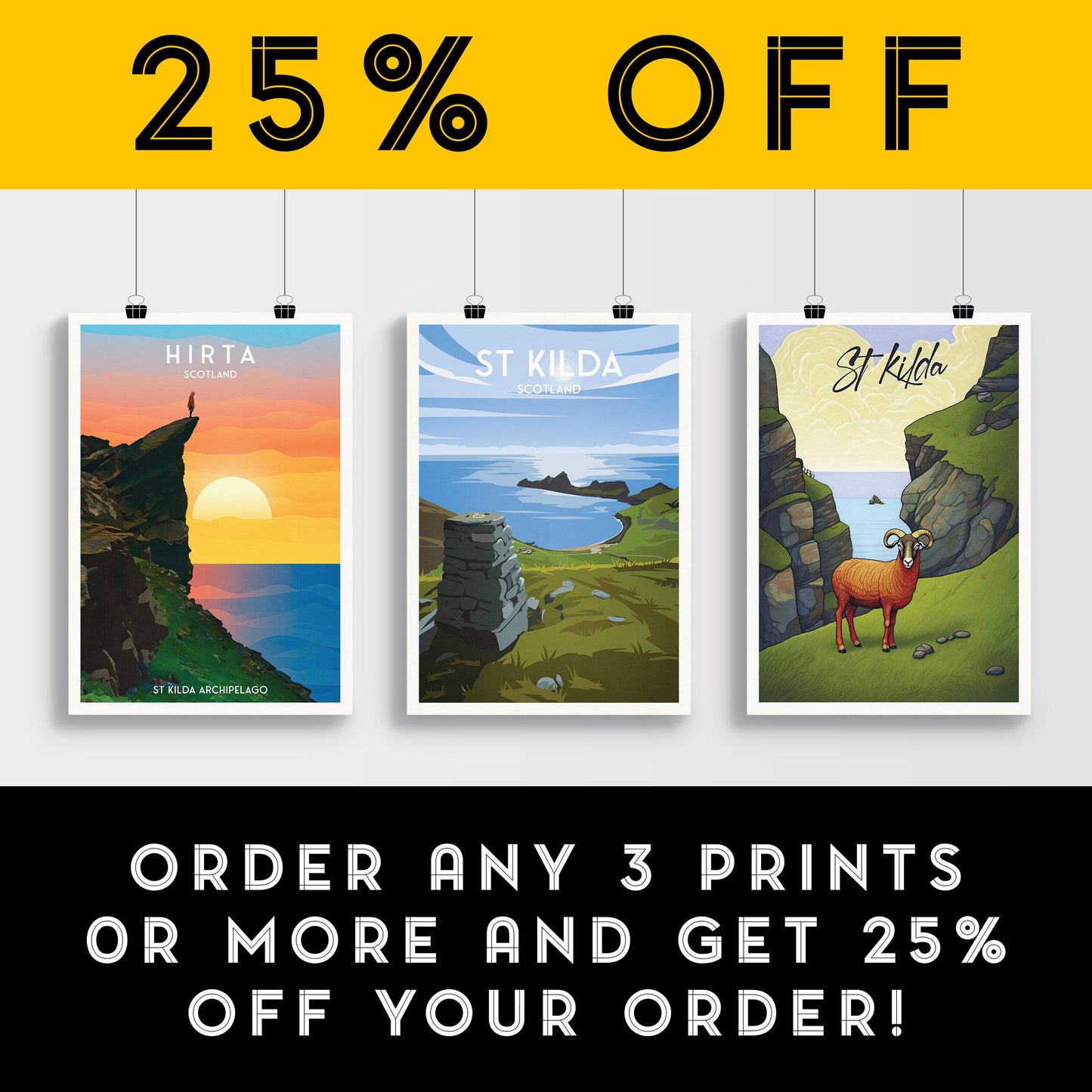 St Kilda Print - St Kilda Archipelago - Dùn - Travel Poster - Illustration - Scottish Island - St Kilda Archipelago - Hirta - Soay