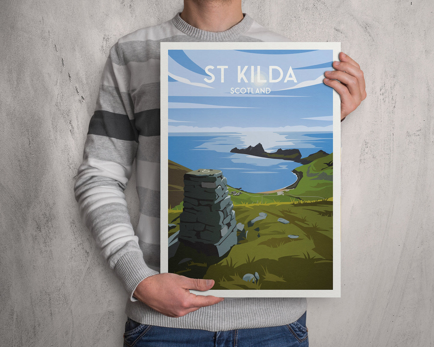 St Kilda Print - St Kilda Archipelago - Dùn - Travel Poster - Illustration - Scottish Island - St Kilda Archipelago - Hirta - Soay
