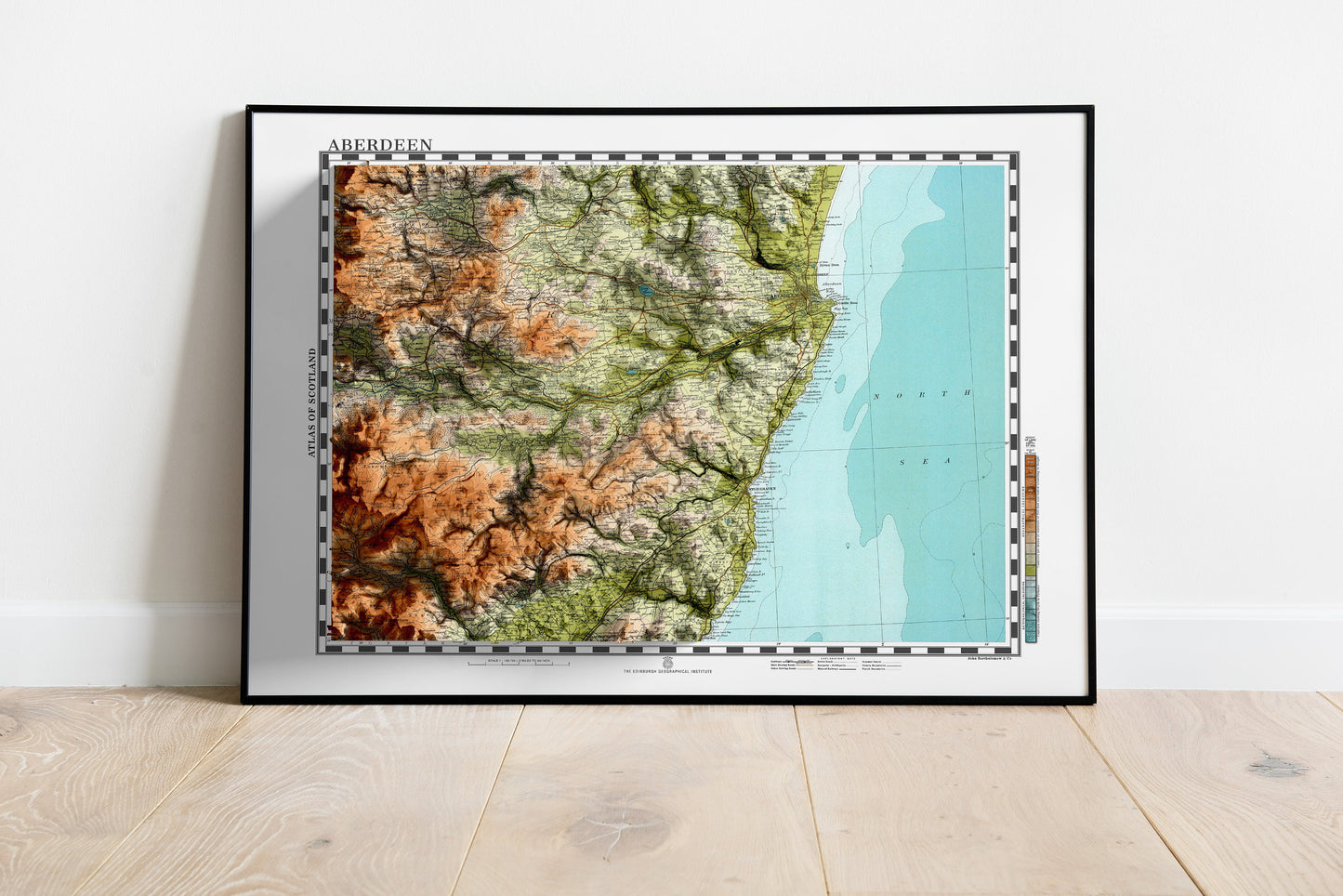 Aberdeen Map - Topographic Shaded Relief Print - Vintage Style - 2D Giclée Print - Elevation Map