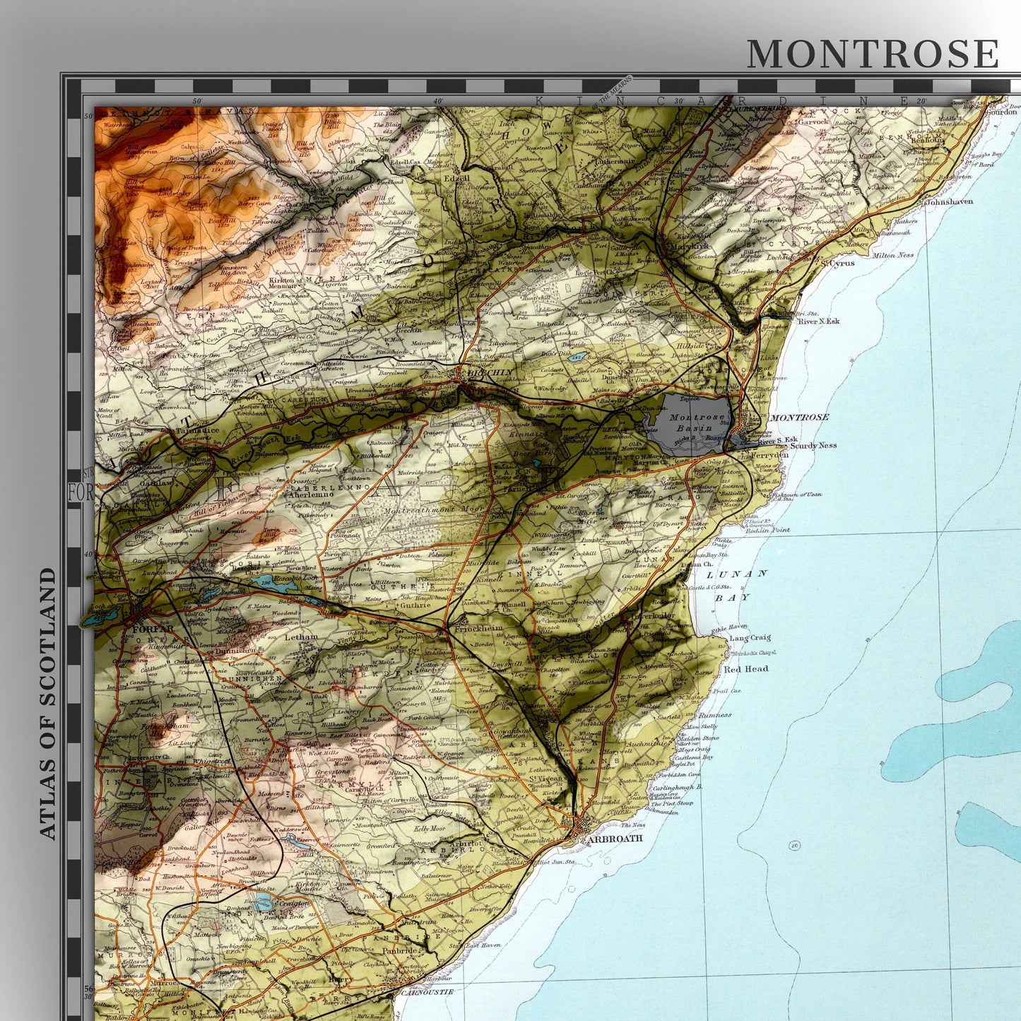 Montrose Map - Topographic Relief Map Print - Vintage Style - 2D Giclée Print