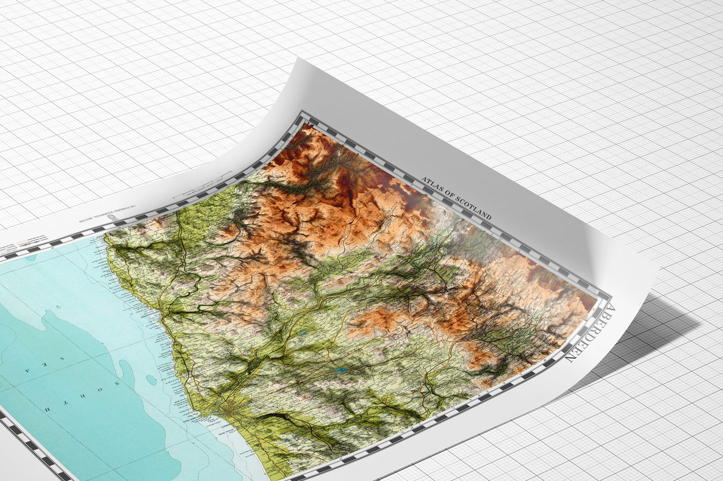 Aberdeen Map - Topographic Shaded Relief Print - Vintage Style - 2D Giclée Print - Elevation Map