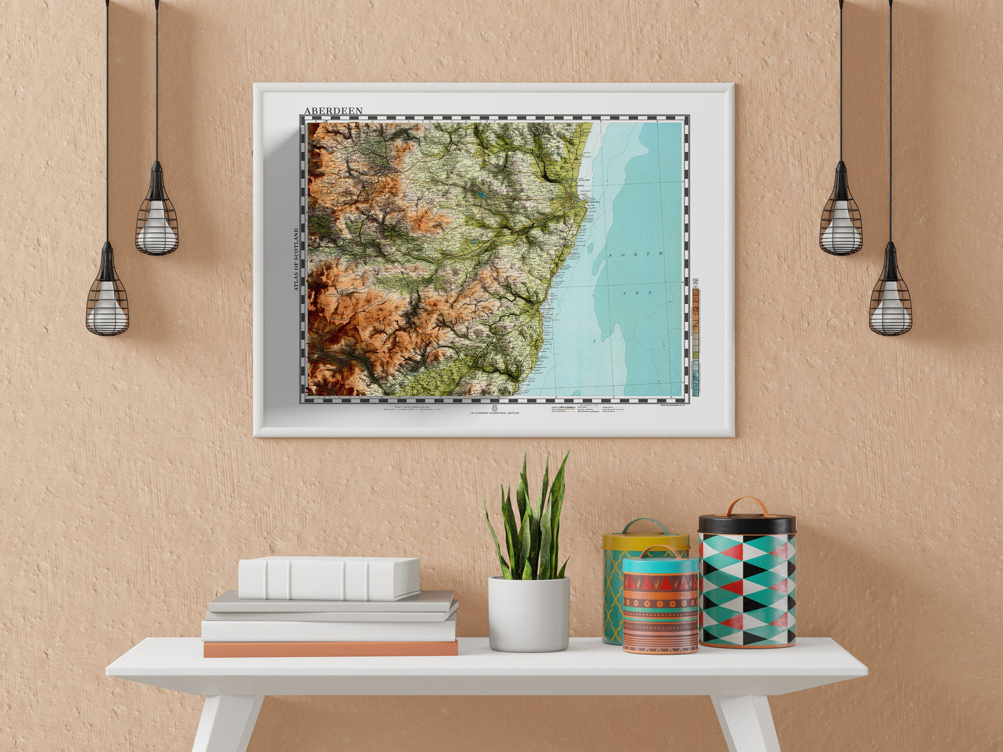 Aberdeen Map - Topographic Shaded Relief Print - Vintage Style - 2D Giclée Print - Elevation Map