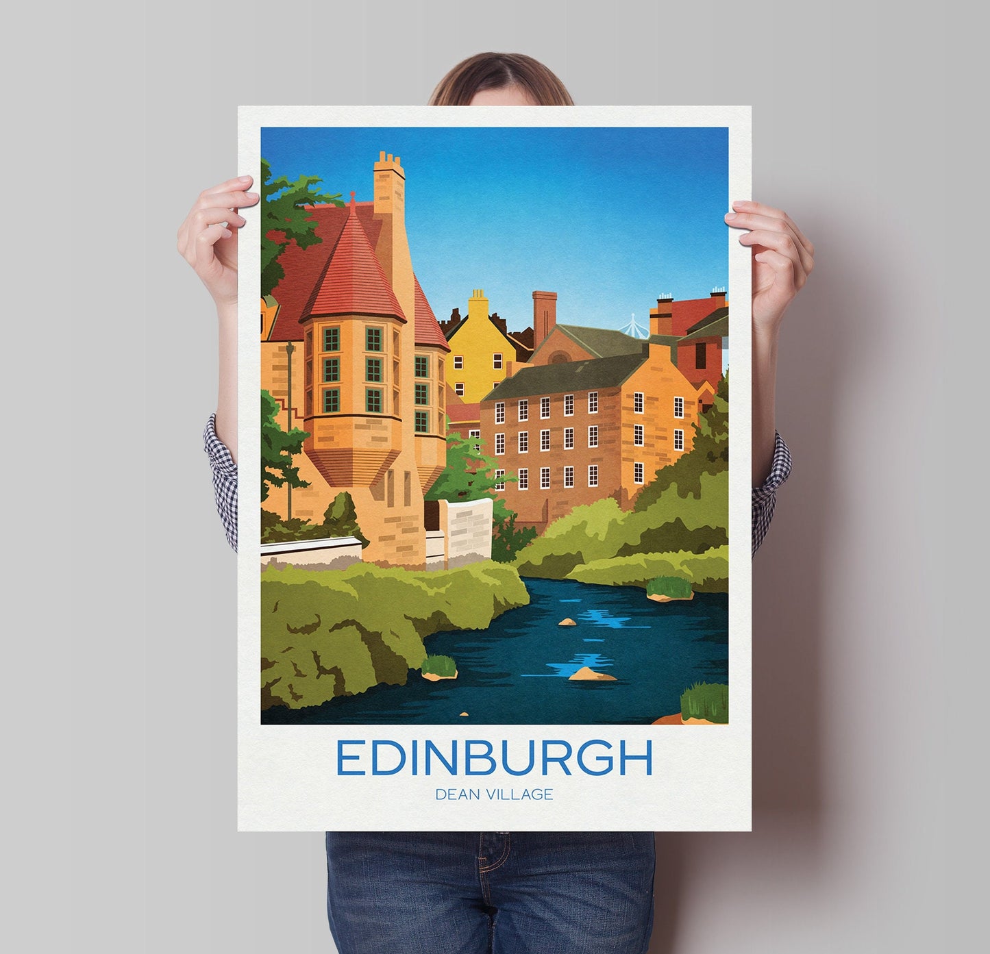 Dean Village Travel Poster, Edinburgh Wall Art, Water of Leith