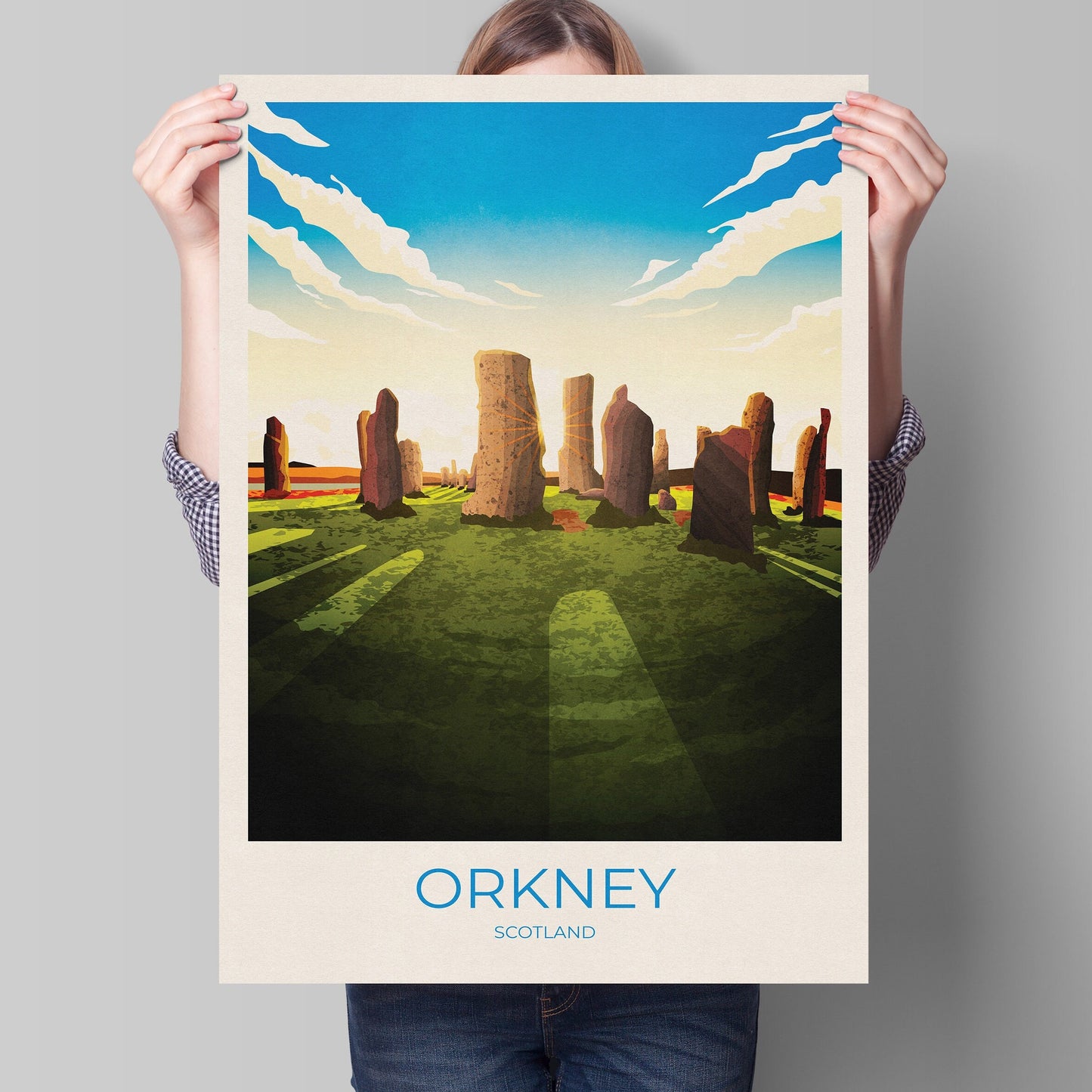 Orkney Standing Stones Travel Poster, Ring of Brodgar, Scottish traditional travel print - Scotland Wall Art, Highlands poster